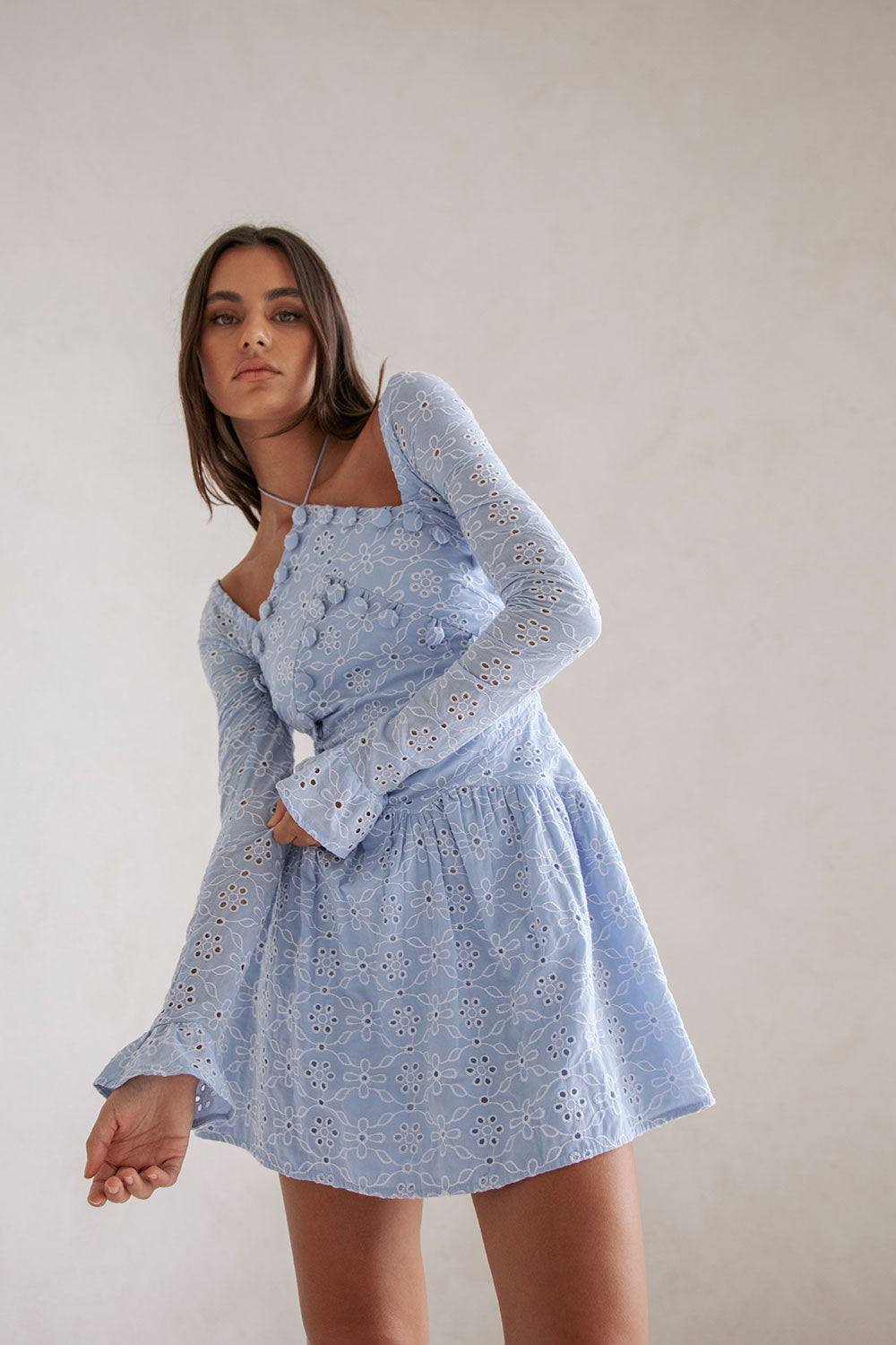 Jamille Button Mini Dress - Blue SABO Jamille Button Mini Dress - Blue SABO