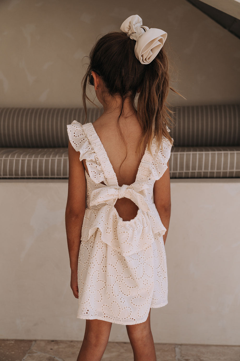 mini peplum dress Cream Broderie Pippa Mini Peplum Kids Dress 2T