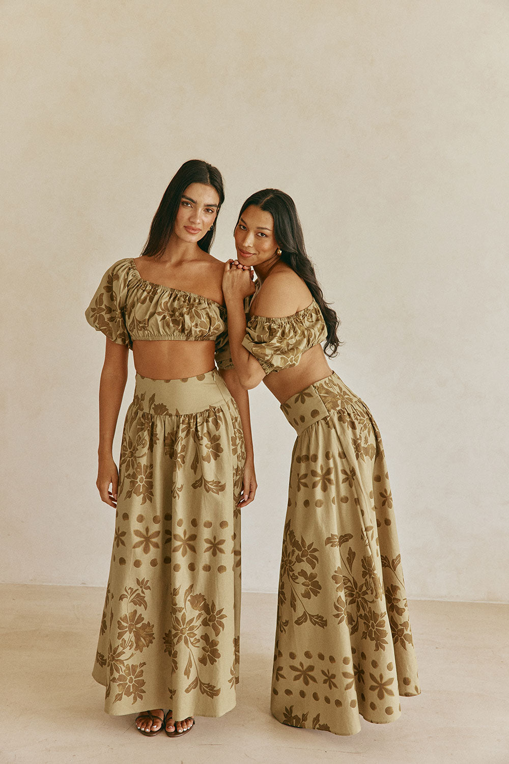 Ancienne Green Print Linen Maxi Yumi Skirt – SABO
