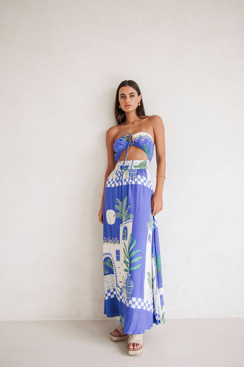 Ellsley Maxi Dress - Vista Blue Greece Print SABO Ellsley Maxi Dress - Vista Blue Greece Print SABO