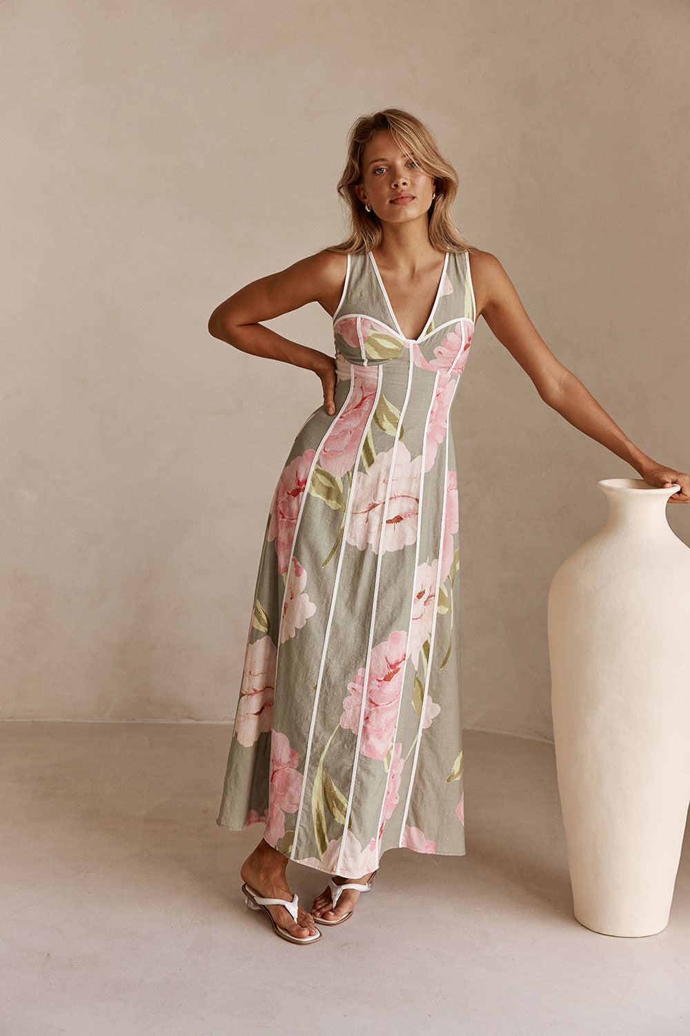 sorbae floral maxi dress Sorbae Maxi Dress Yellow Green Floral  South Moon Under