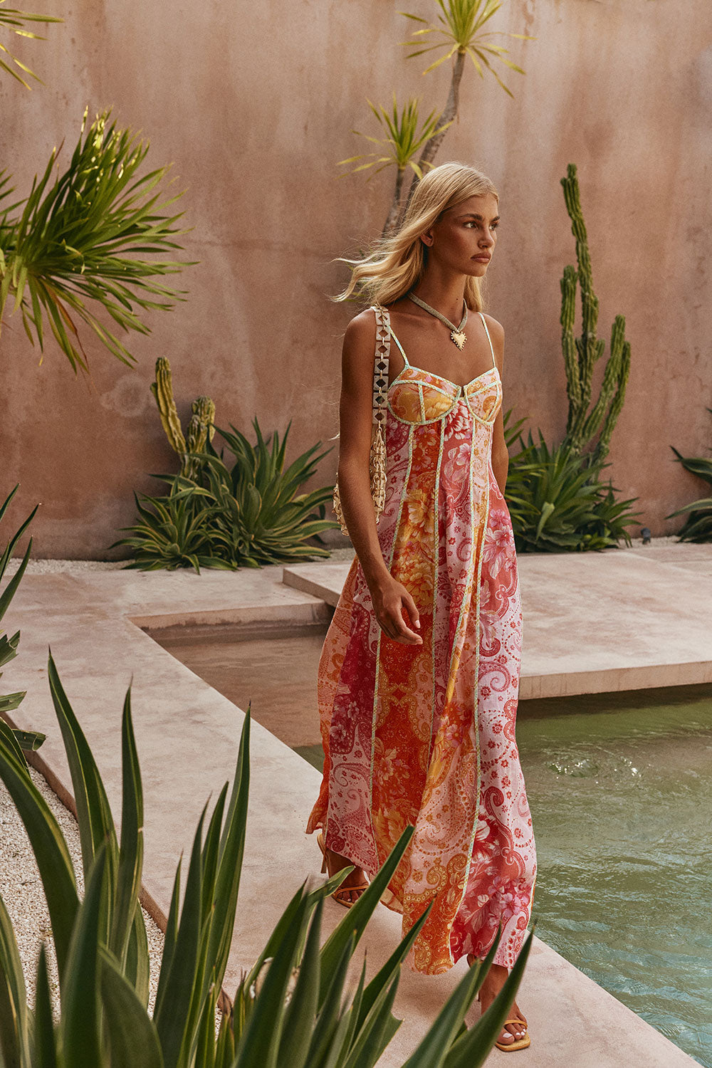 fitted lace wedding dress Pink Botanica De Flor Print Maxi Lune Dress – SABO