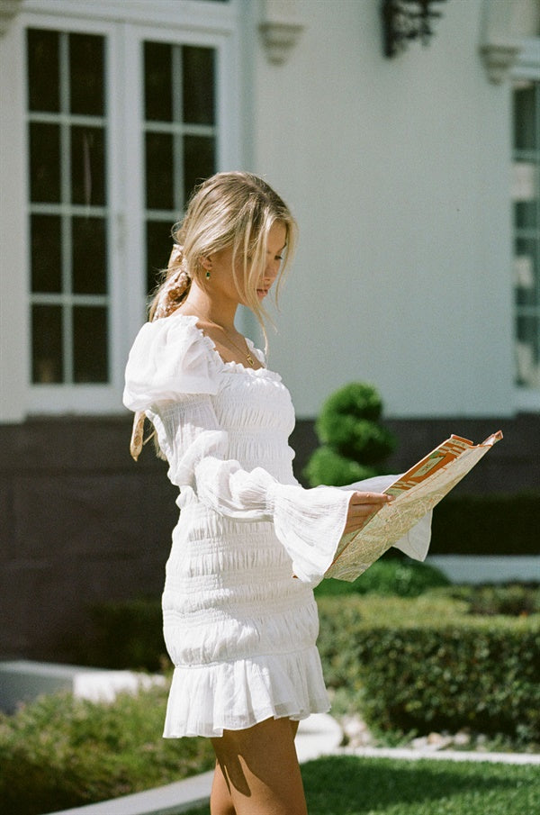 SAMPLE-Coconut Shirred Dress – SABO SAMPLE-Coconut Shirred Dress – SABO