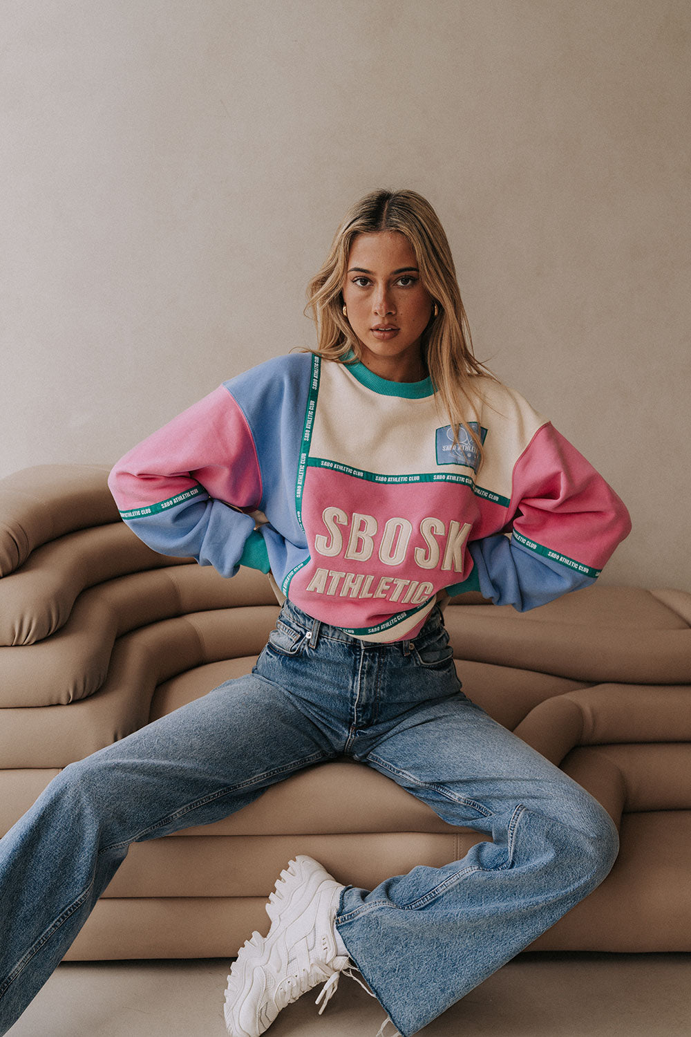 Pink and Cream Pastel Oversized Vintage Royal Mile Sweater – SABO