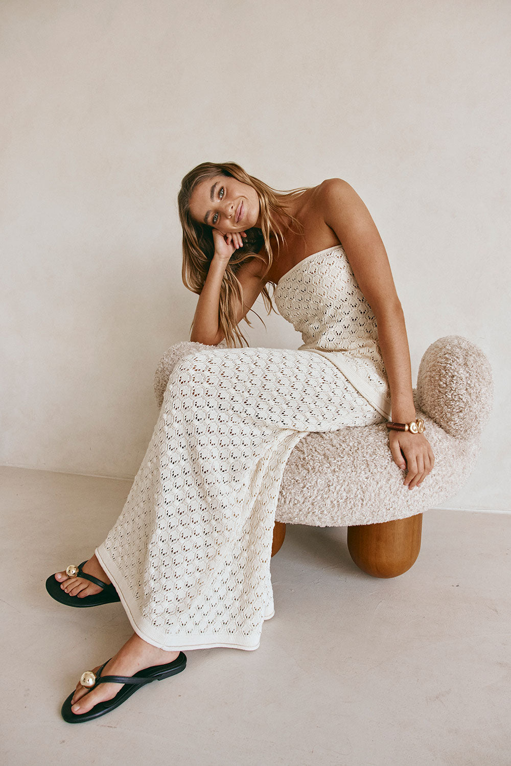 the toe loannina skirt knit セット Cream Crochet Knit Elastic A Line Maxi Ophelia Skirt – SABO