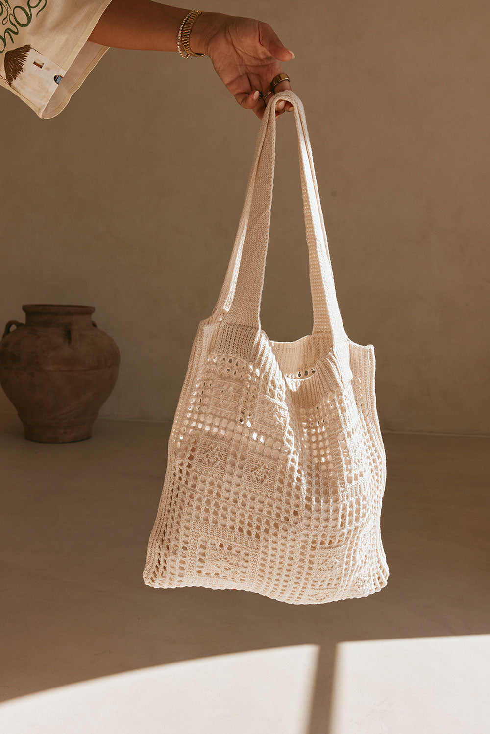 Sia Crochet Tote Bag - White – SABO