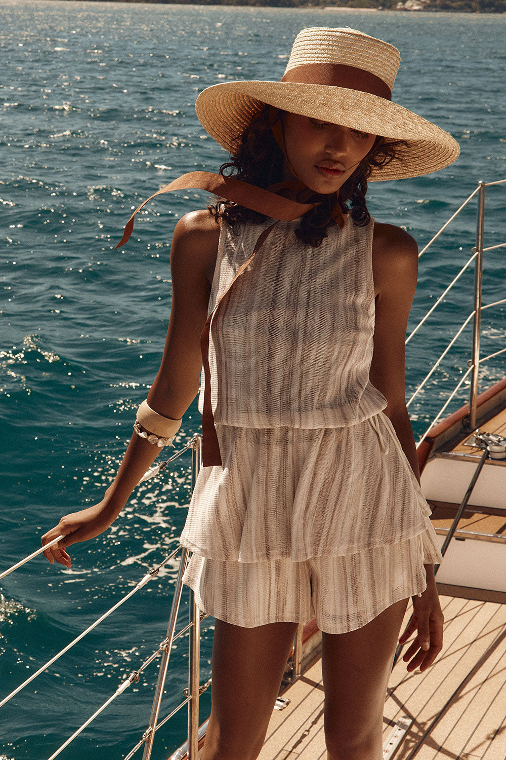 Beige Stripe Flouncy Karma Top – SABO