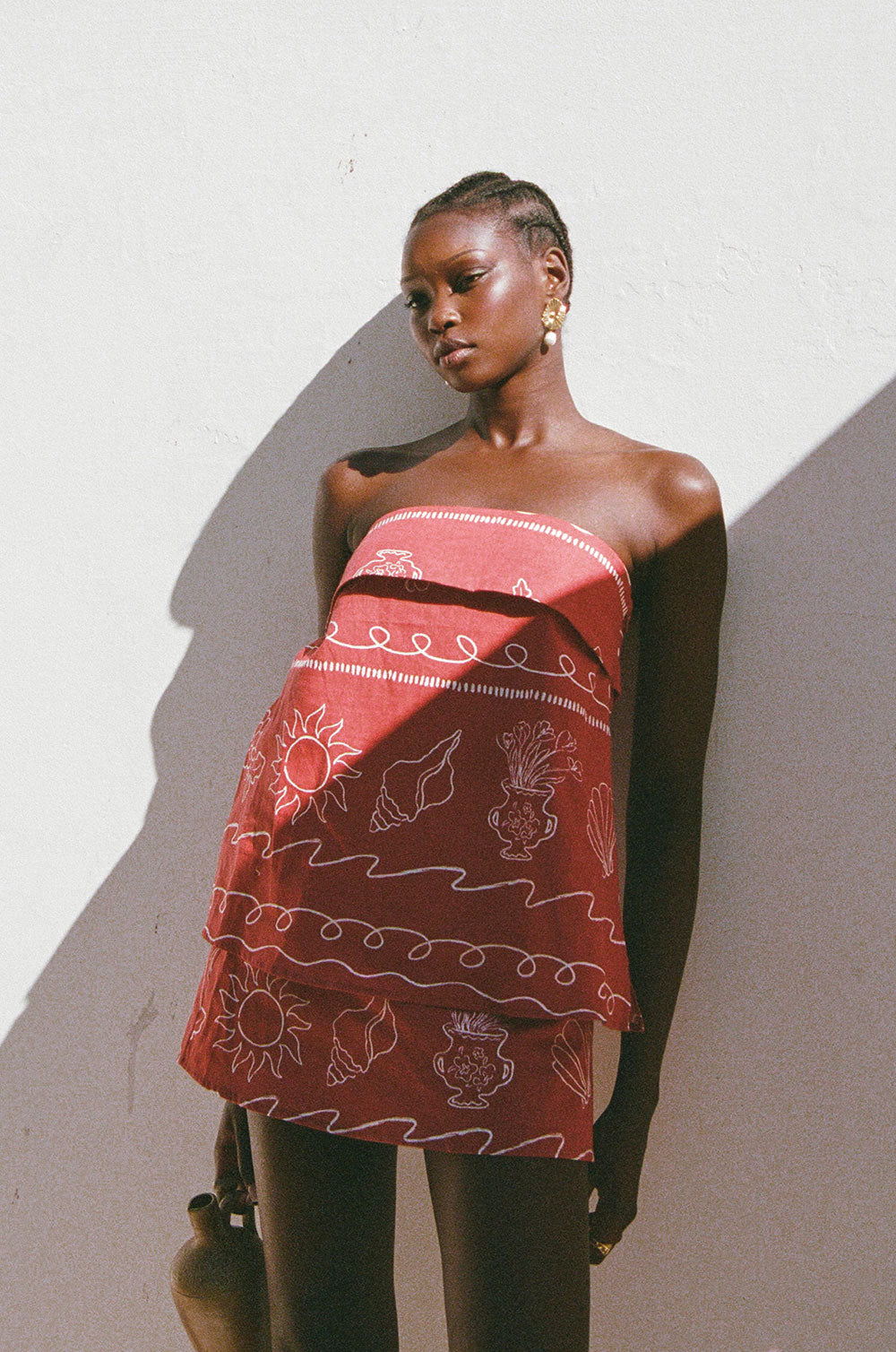 Ria Strapless Top - Red, White – SABO