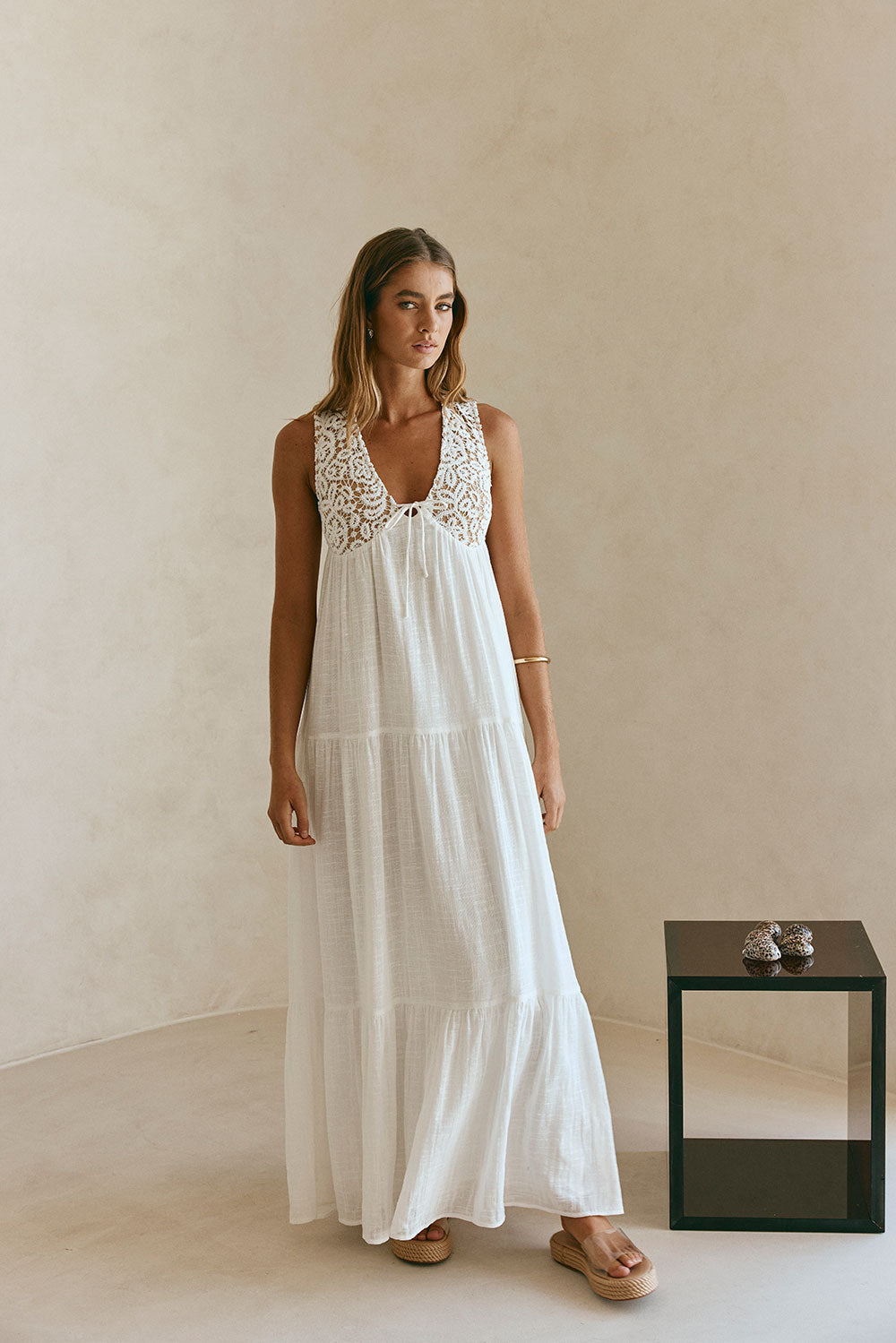 Bridal White Lace Pocket Maxi Amia Dress XXS | by SABO Bridal White Lace Pocket Maxi Amia Dress XXS | by SABO