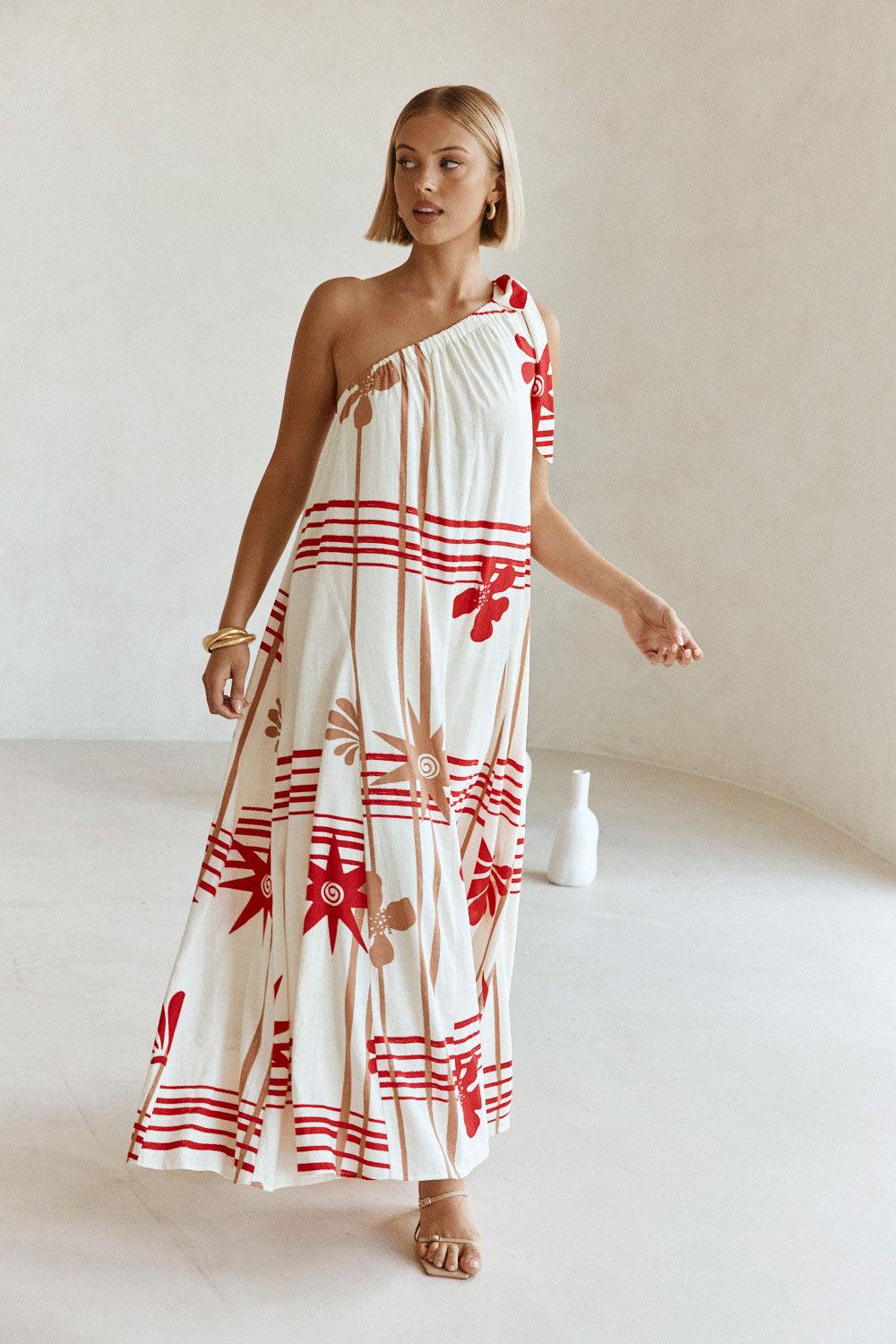 red and cream maxi dress Candycane Striped Red Maxi Dress by CARMEN SAYS