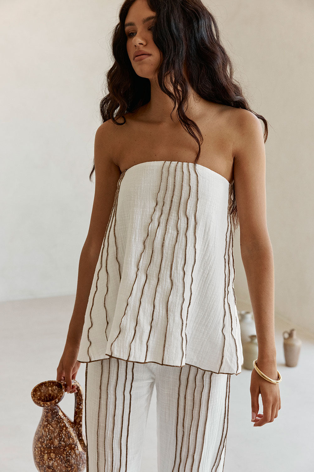 White Strapless Frill Emilia Top – SABO