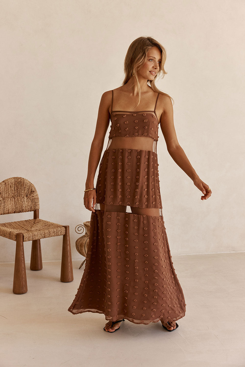 Brown Strappy Panel Maxi Tassia Dress XXL | by SABO Brown Strappy Panel Maxi Tassia Dress XXL | by SABO