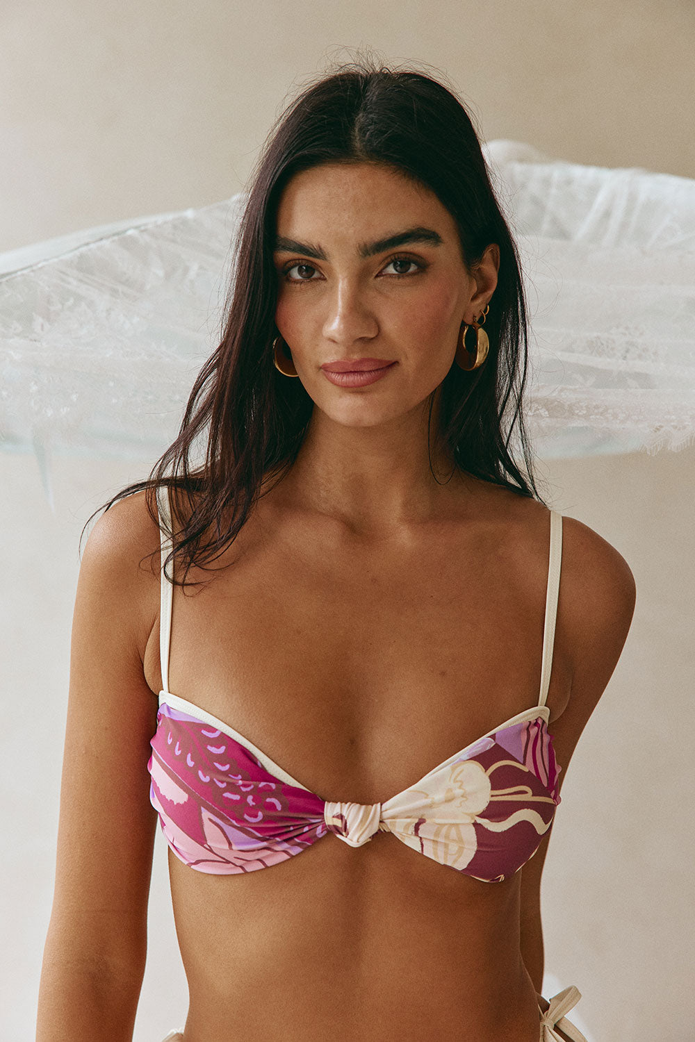 Purple Mosaic Veil Print Emilie Knot Bikini Top – SABO