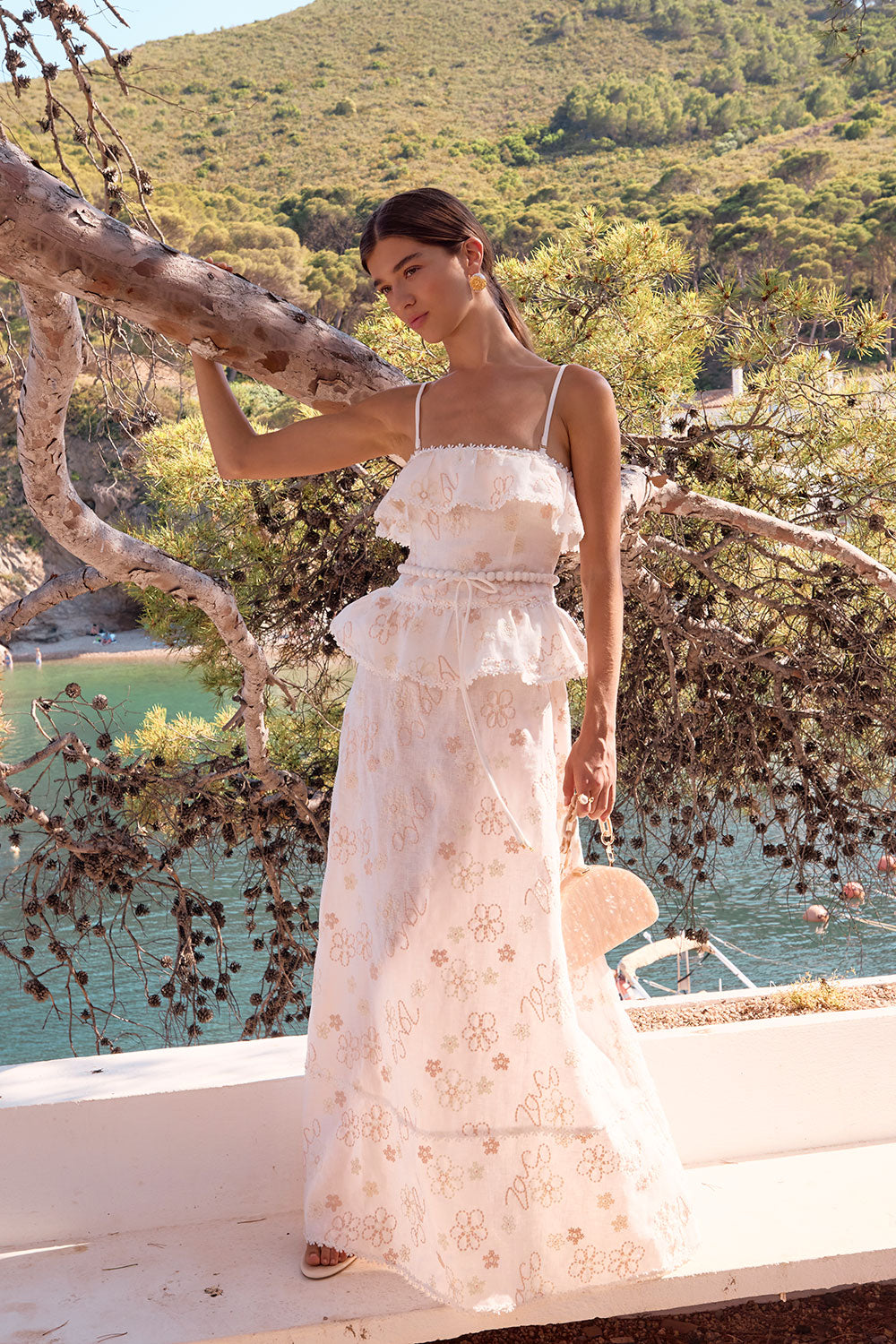 white linen ruffle dress Rio White Linen Dress | Party Cocktail Dress