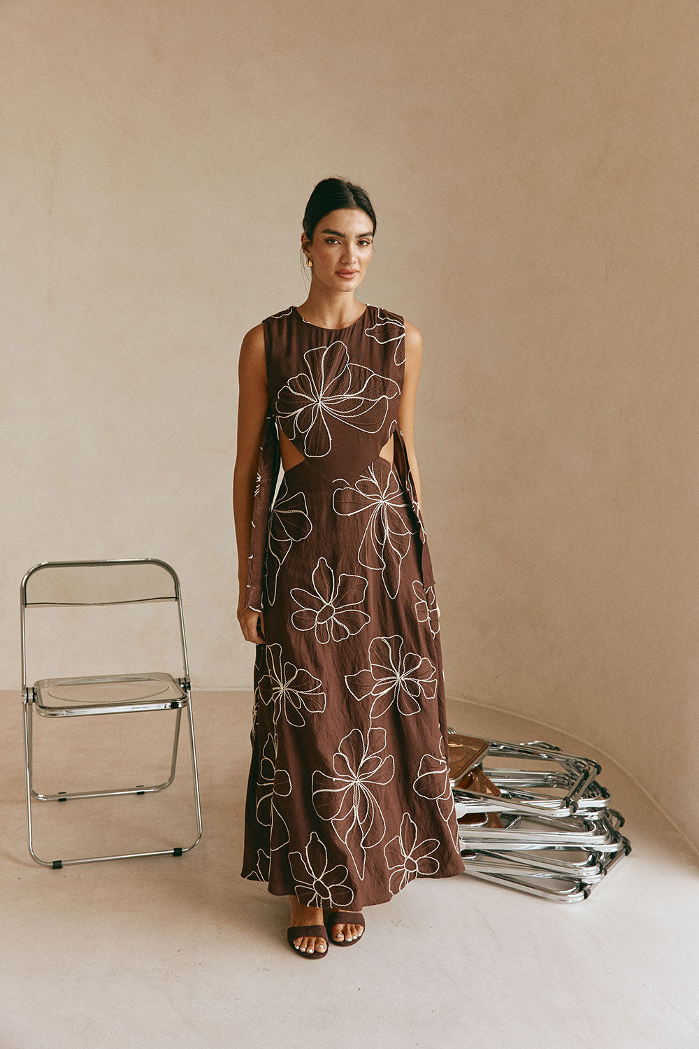 brown dress floral Sydney Brown Floral Dress Elizabeth's Boutique