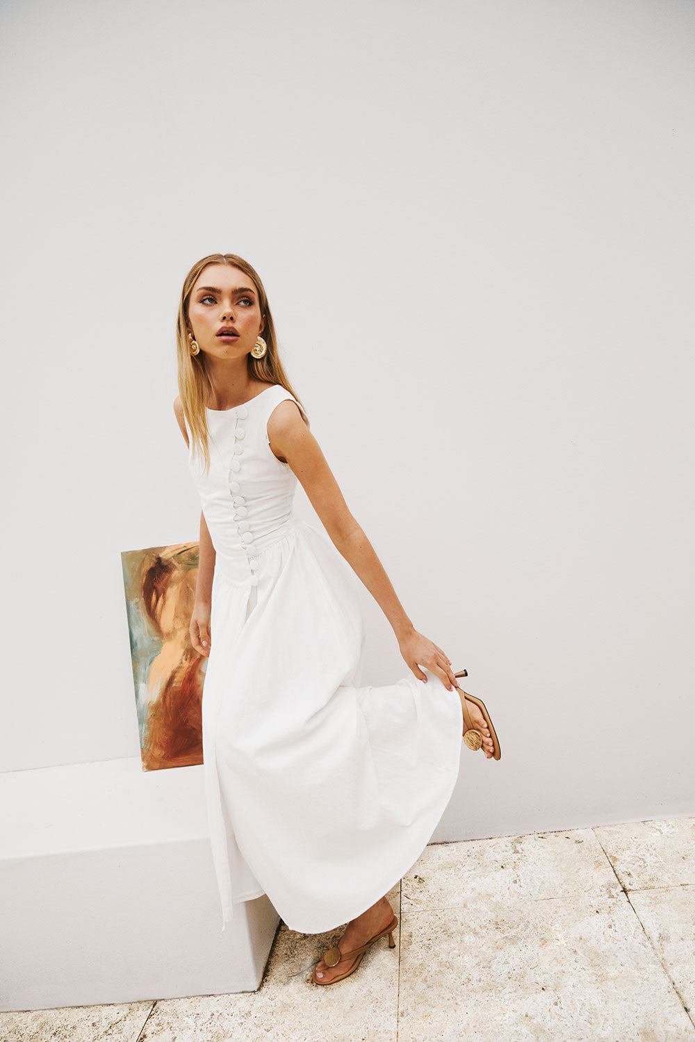 White Button Split Maxi Odessa Dress XXS | by SABO White Button Split Maxi Odessa Dress XXS | by SABO