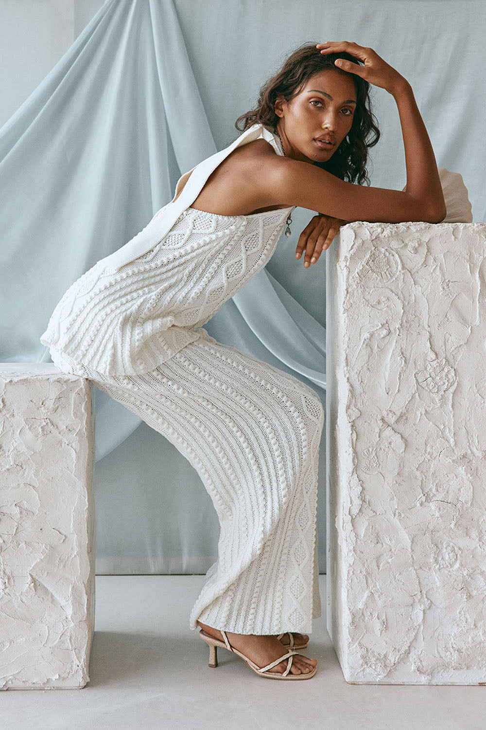 Cream Cable Knit High Waist Azari Pants – SABO