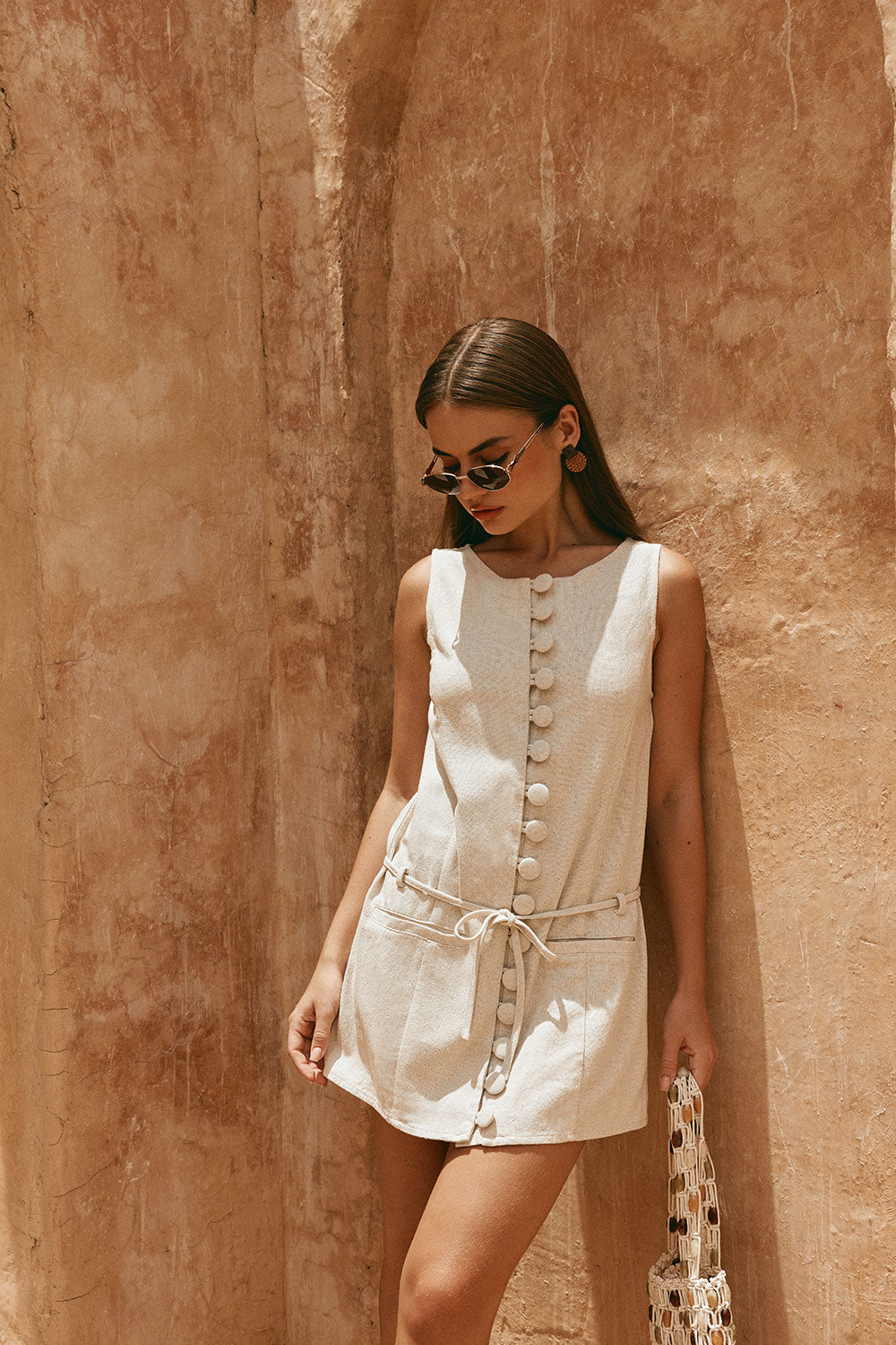 Beige Button Up Mini Alianna Dress XXXL | by SABO Beige Button Up Mini Alianna Dress XXXL | by SABO
