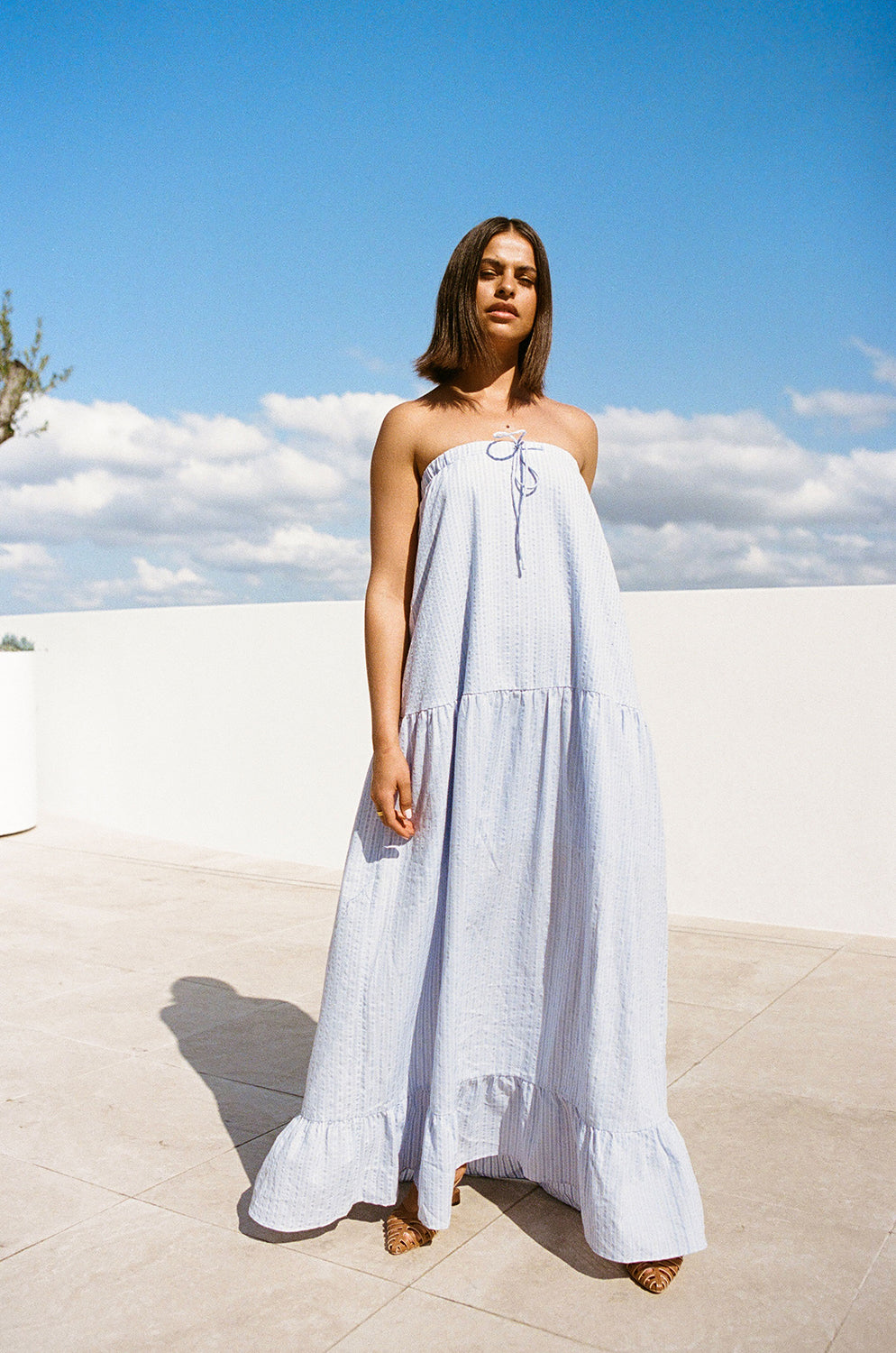 bella blue dress Long | | L the provincial life Bella Babydoll Maxi Dress -