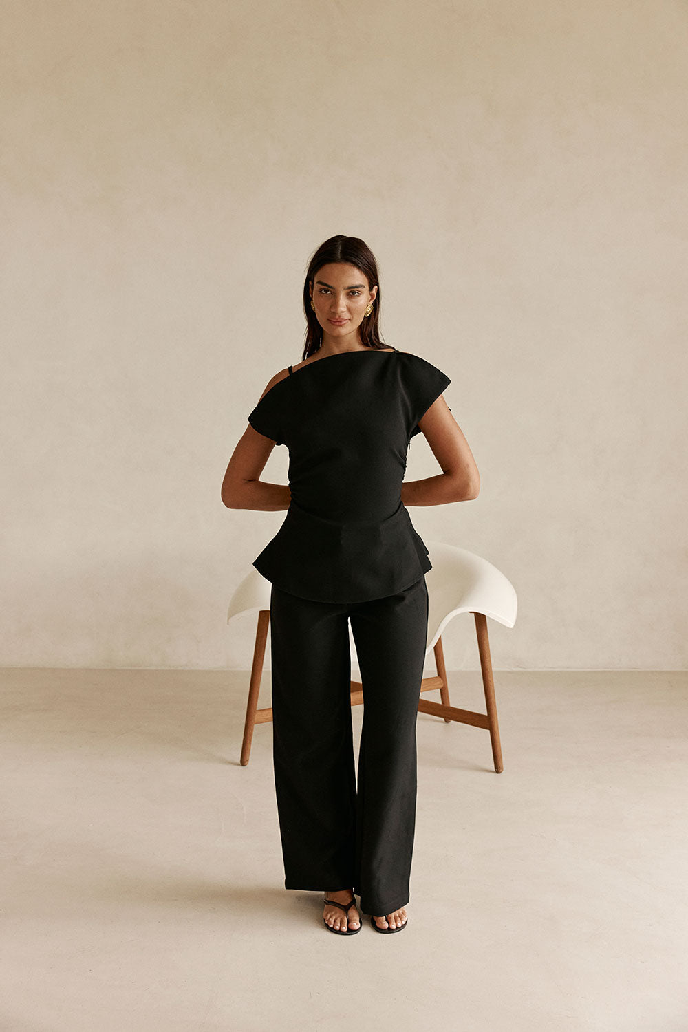 Black Suiting Flared Naomi Pants – SABO