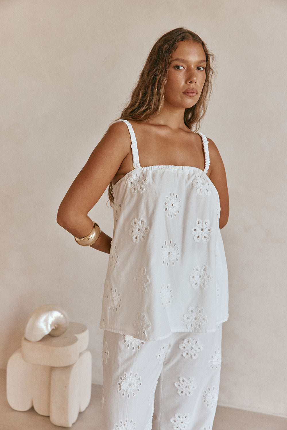 White Broderie Backless Odette Top – SABO