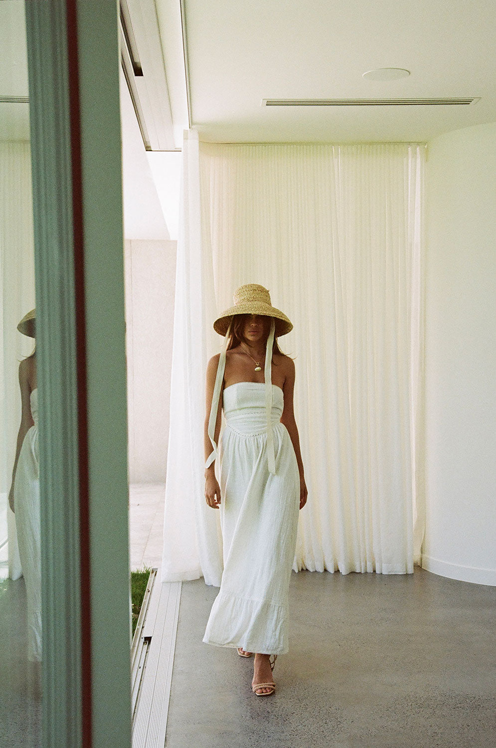white christmas dresses Baobab Lena Ivory Draped Strapless Maxi Dress main image 1