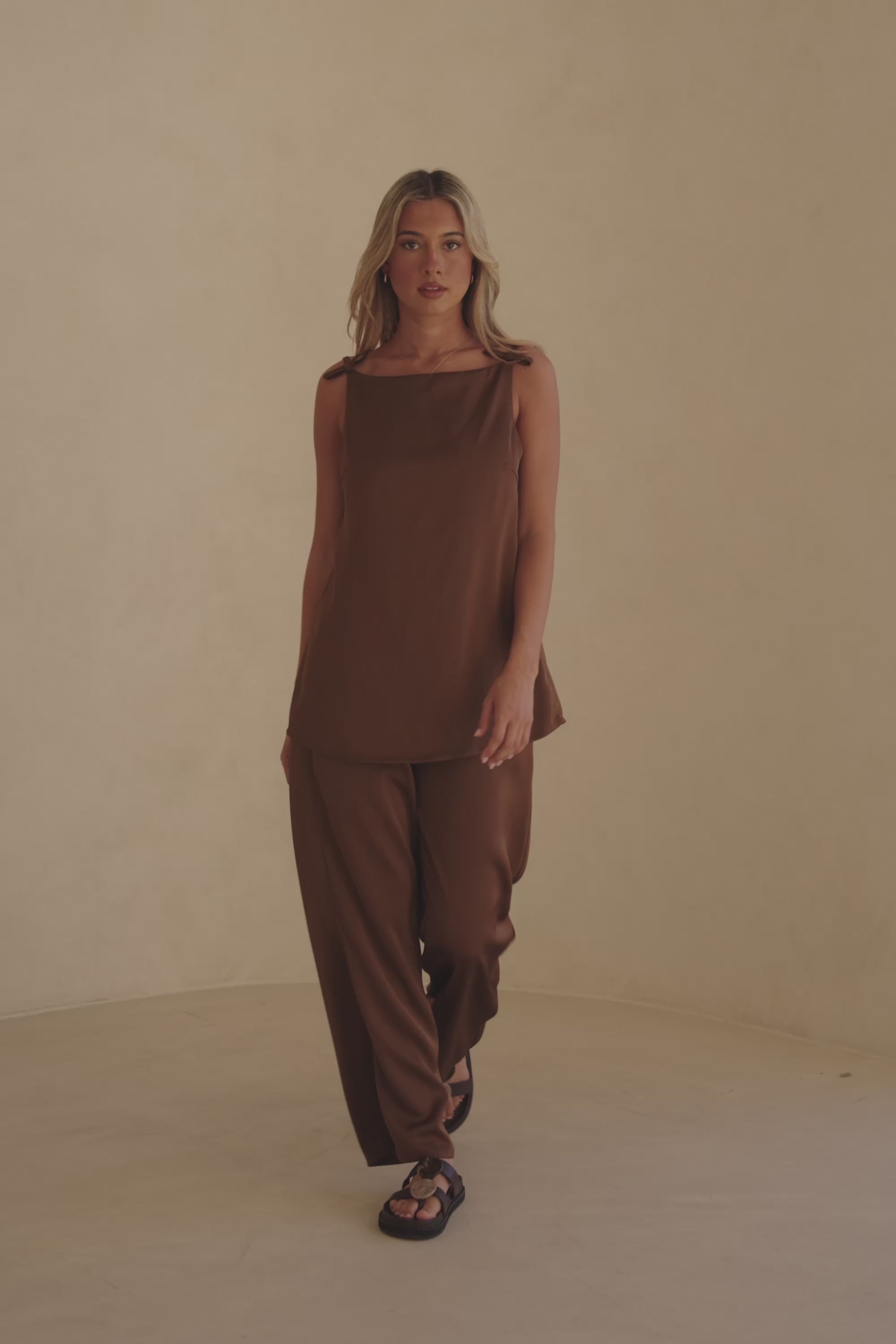 Chocolate Brown Thin Strap Backless Kinsley Jumpsuit – SABO