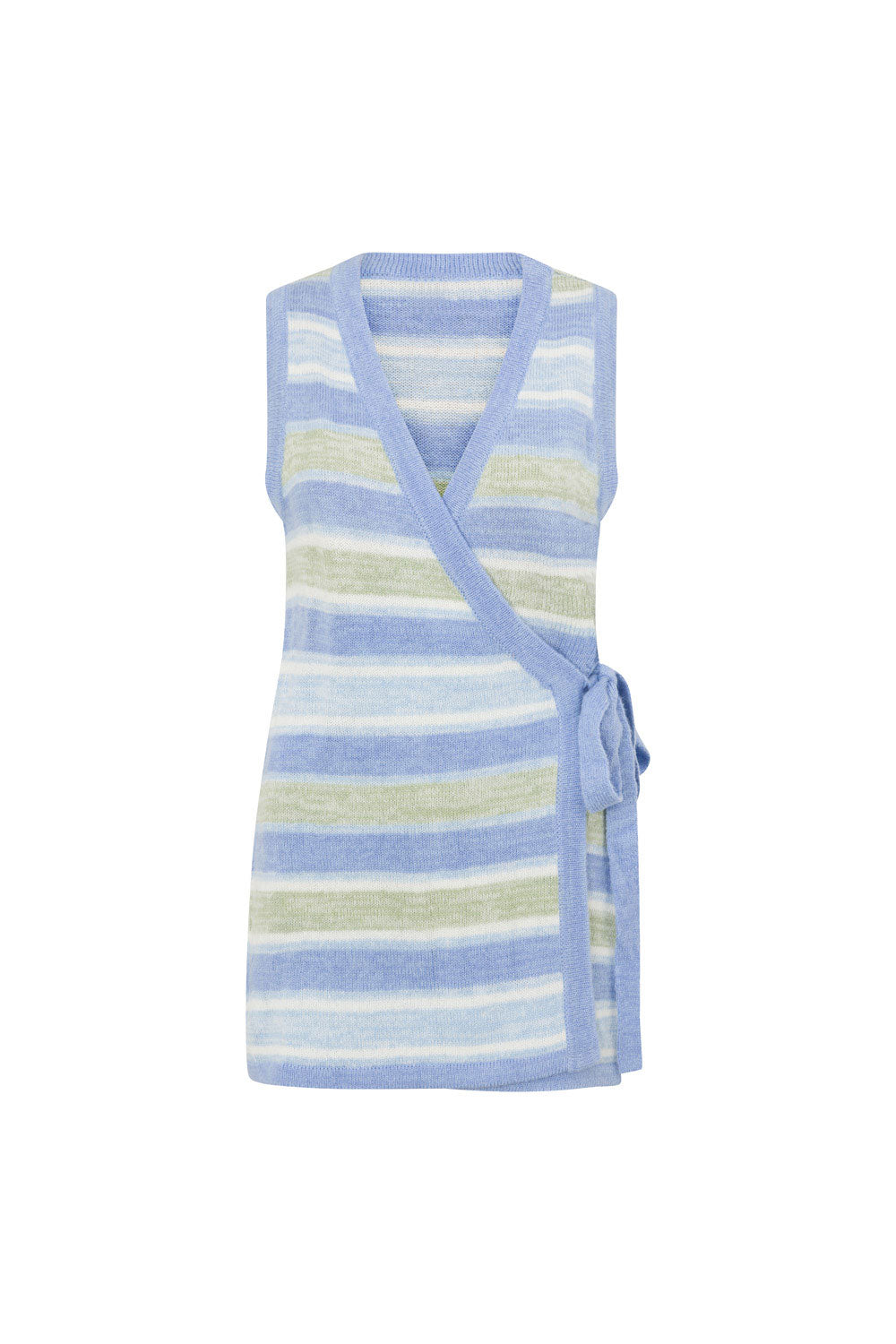 Blue and White Stripe Knit Wrap Nell Top – SABO