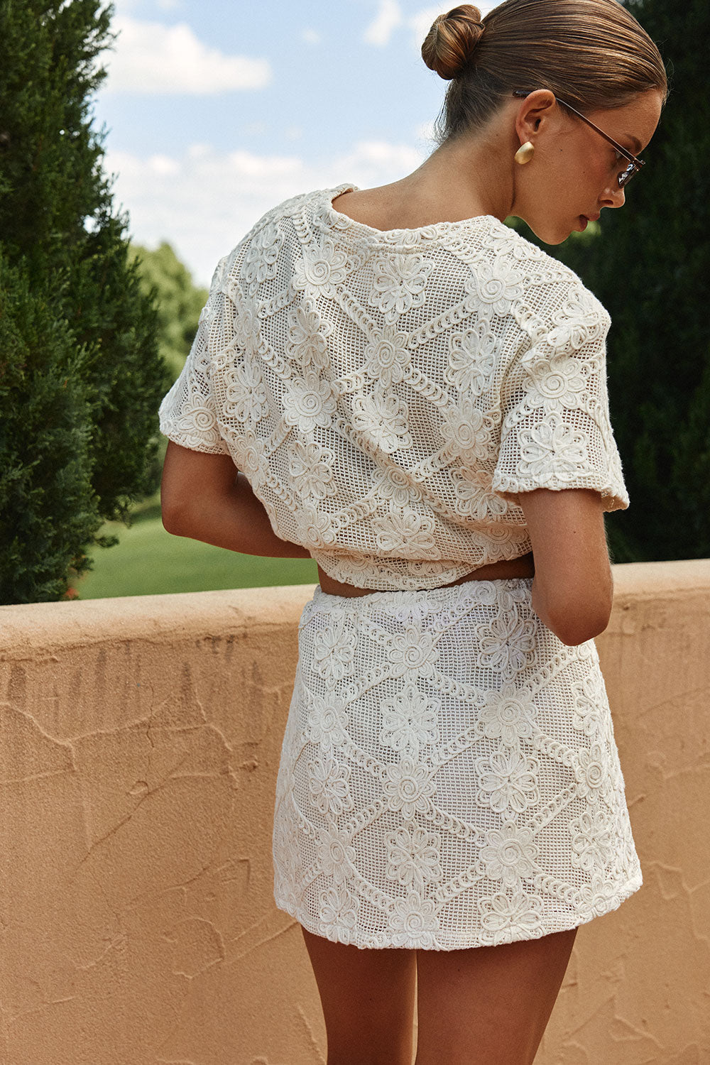 Beige Crochet Lace Mini Rosiah Skirt – SABO