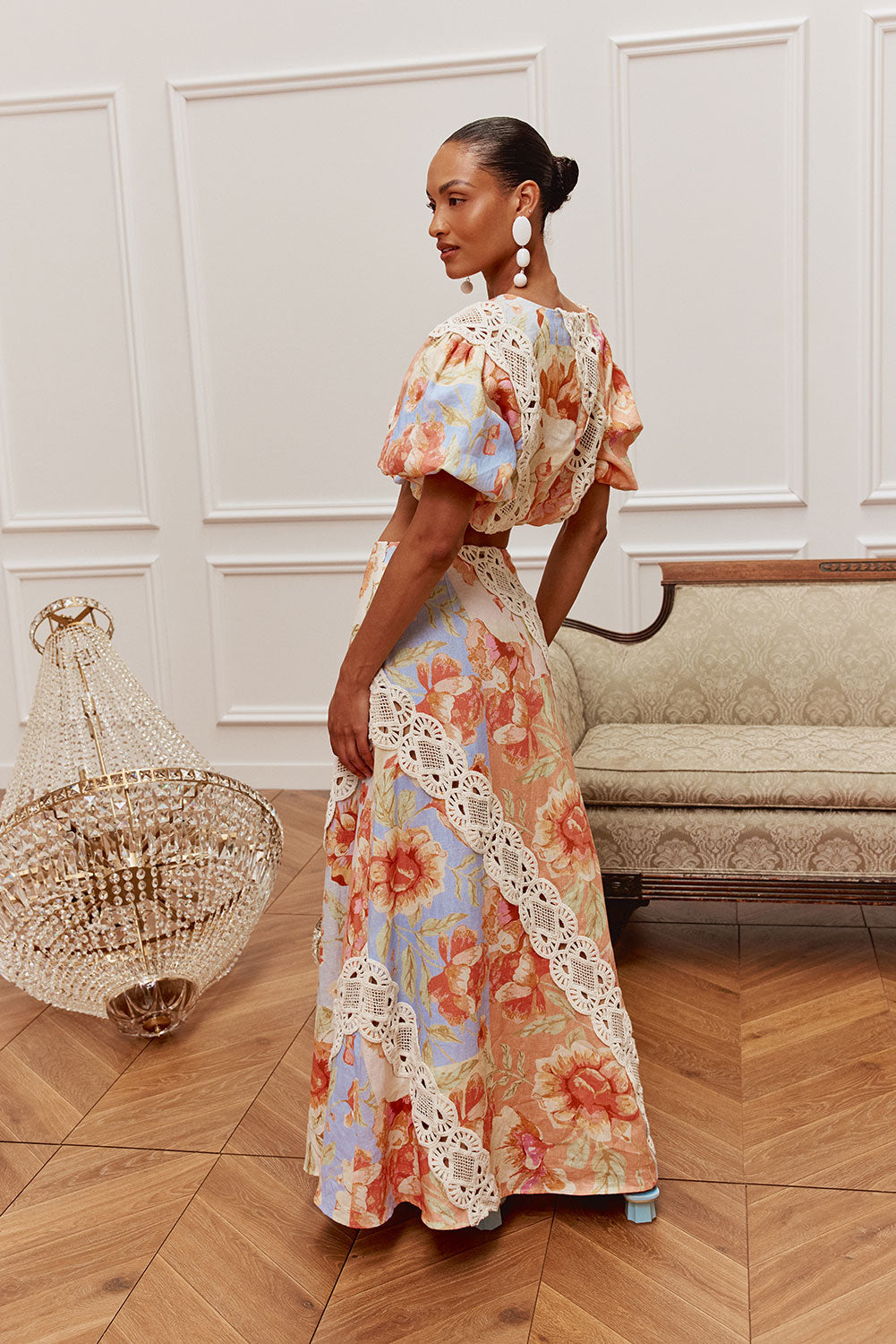 Peach Verano Print Maxi Mirabella Skirt – SABO