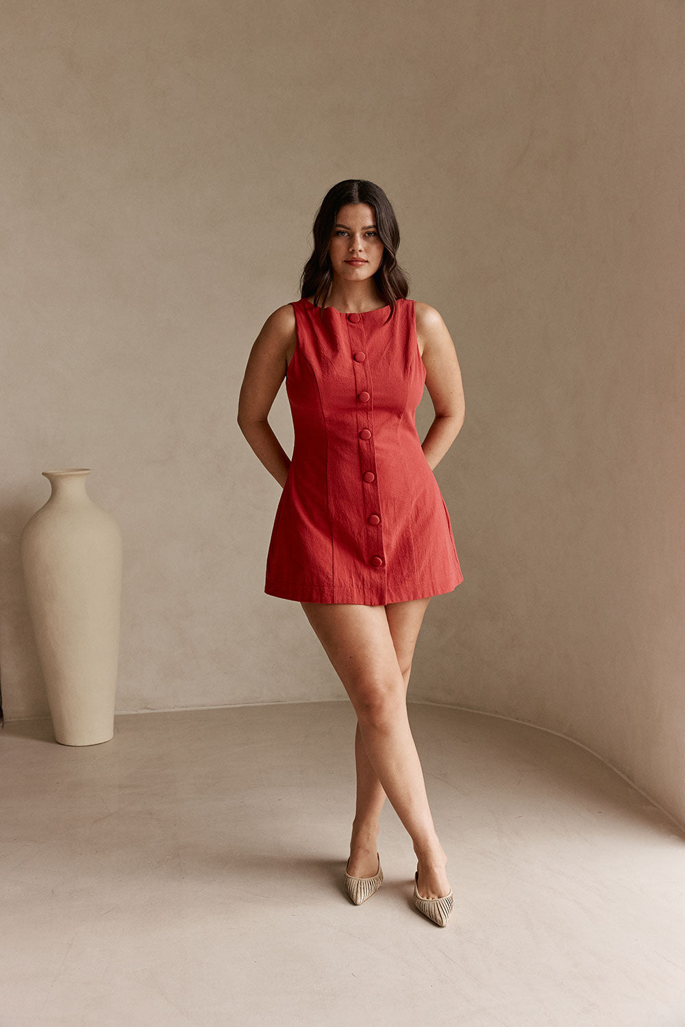 Cherry Red Button A Line Mini Graylee Dress XXS | by SABO Cherry Red Button A Line Mini Graylee Dress XXS | by SABO