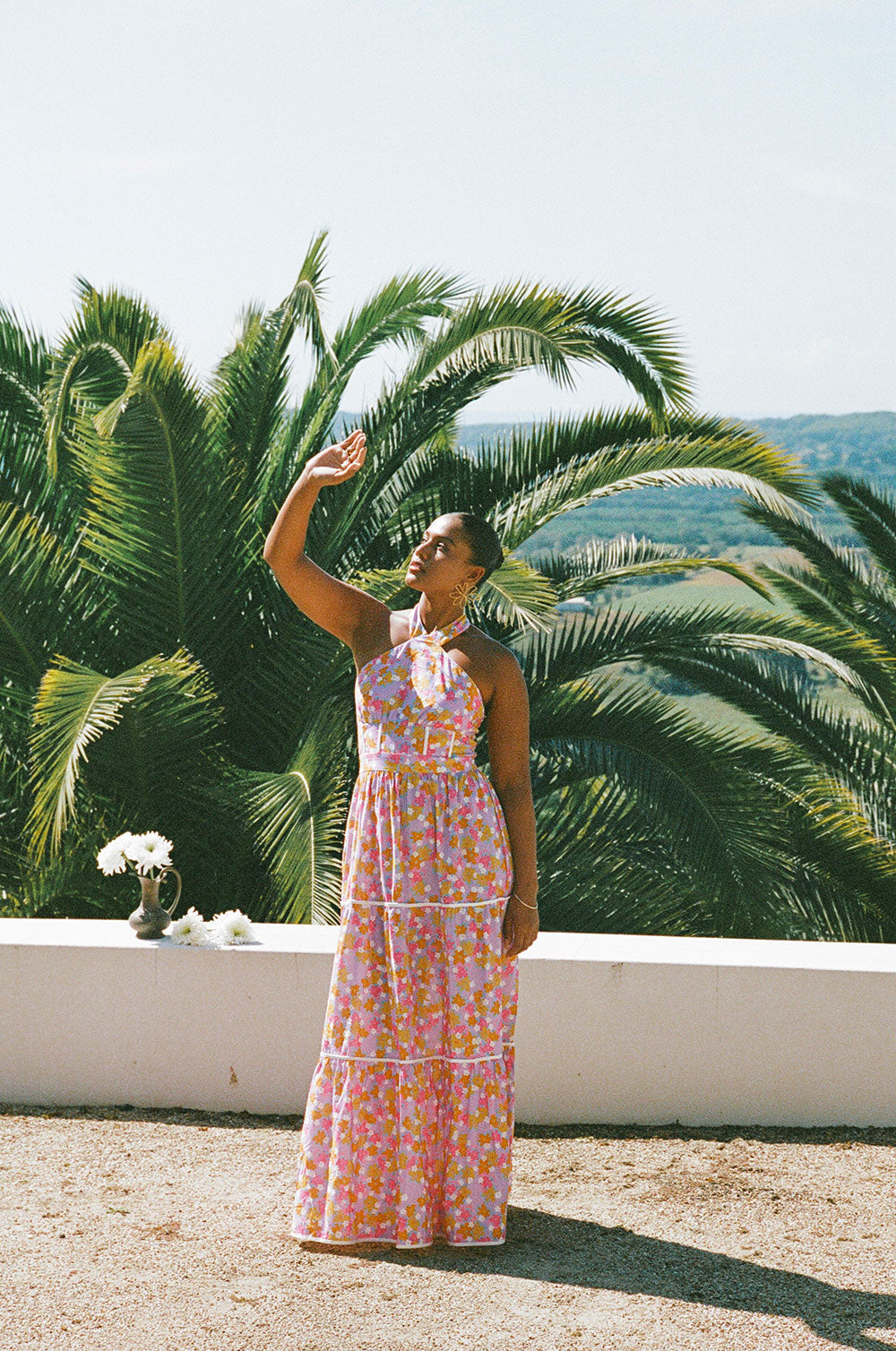 True Halterneck Maxi Dress - Dulcie Daisy Purple Orange Pink