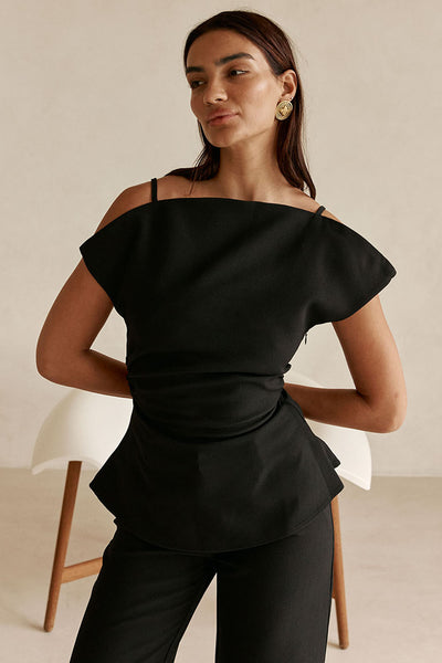 Black Suiting Panel Naomi Top – SABO