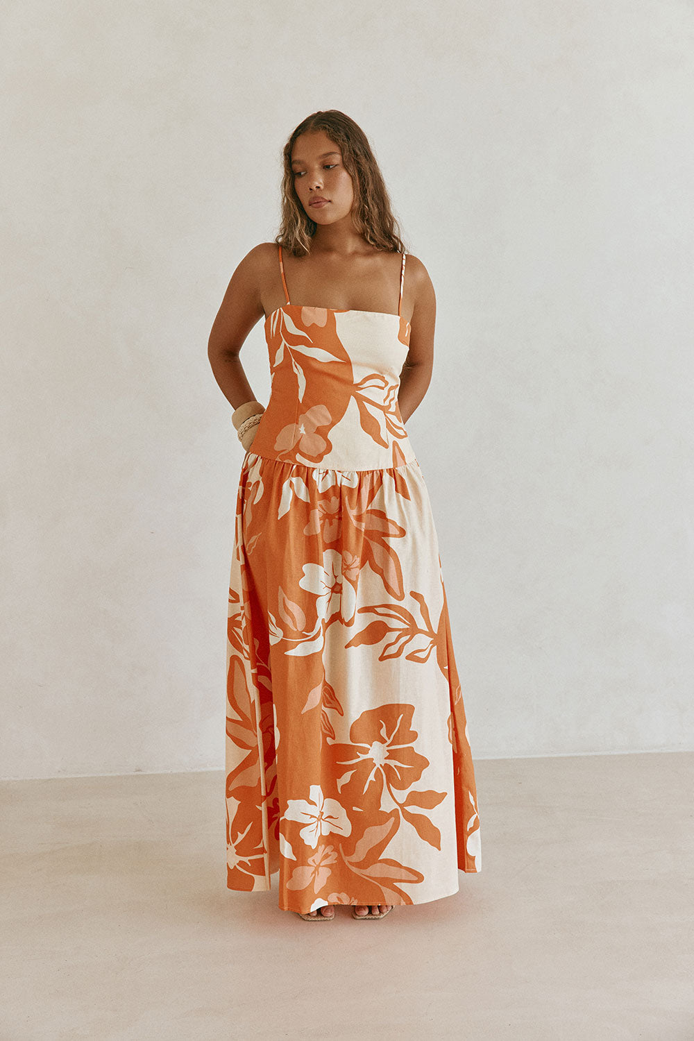 Orange Sunset Botanica Floral Print Linen Maxi Samia Dress S | by SABO Orange Sunset Botanica Floral Print Linen Maxi Samia Dress S | by SABO