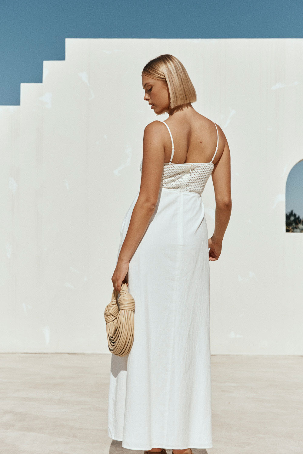 White Strappy Babydoll Maxi Mersy Dress – SABO