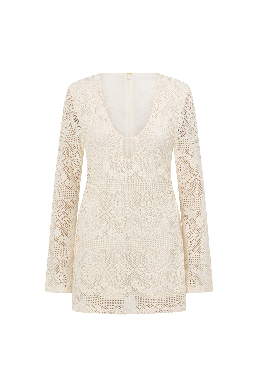 white lace mini dress long sleeve White Lace Long Sleeve V Neck Mini Wren Dress – SABO
