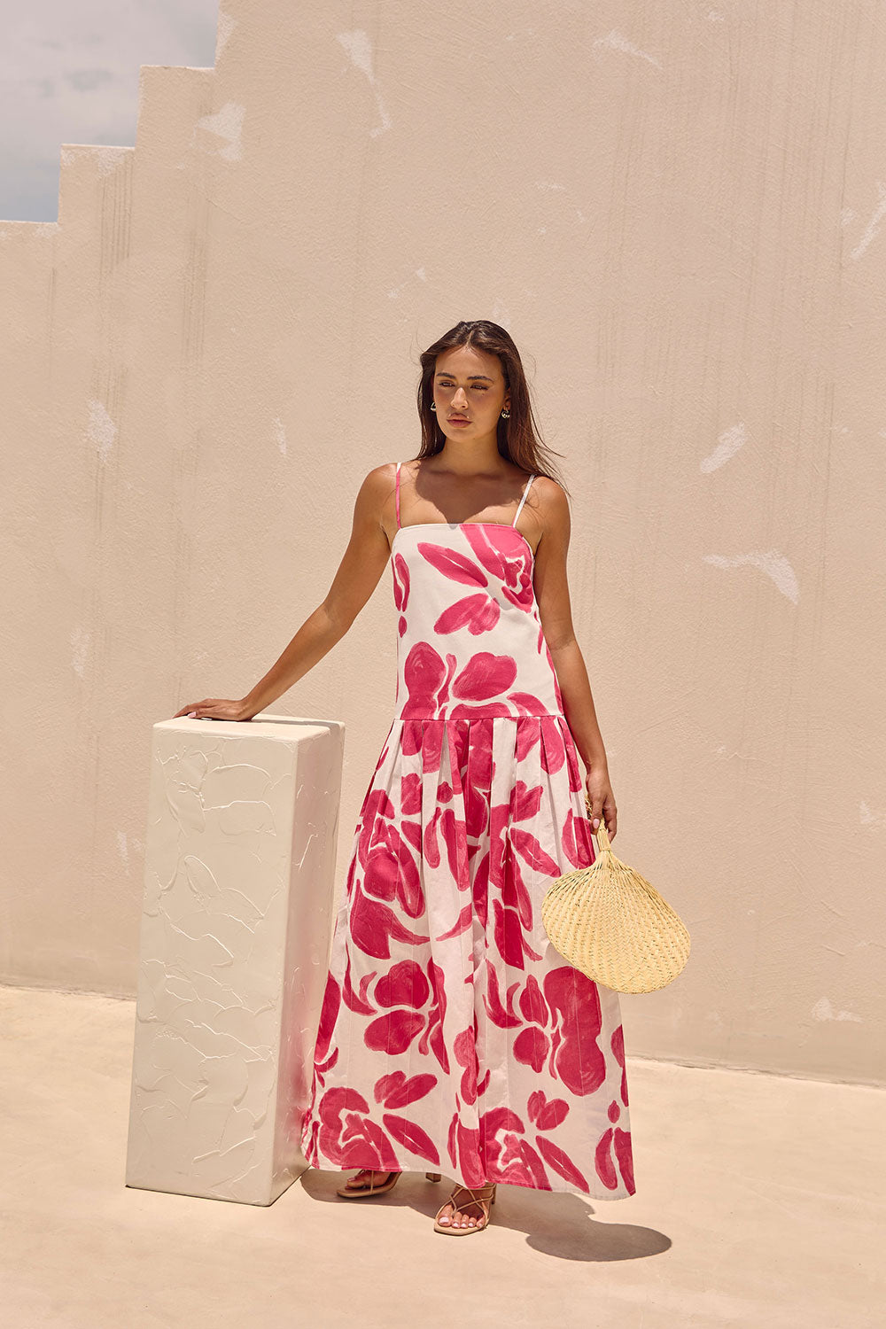 Bette Thin Strap Panelled Maxi Dress - Pink, White Ada Floral Print SABO Bette Thin Strap Panelled Maxi Dress - Pink, White Ada Floral Print SABO
