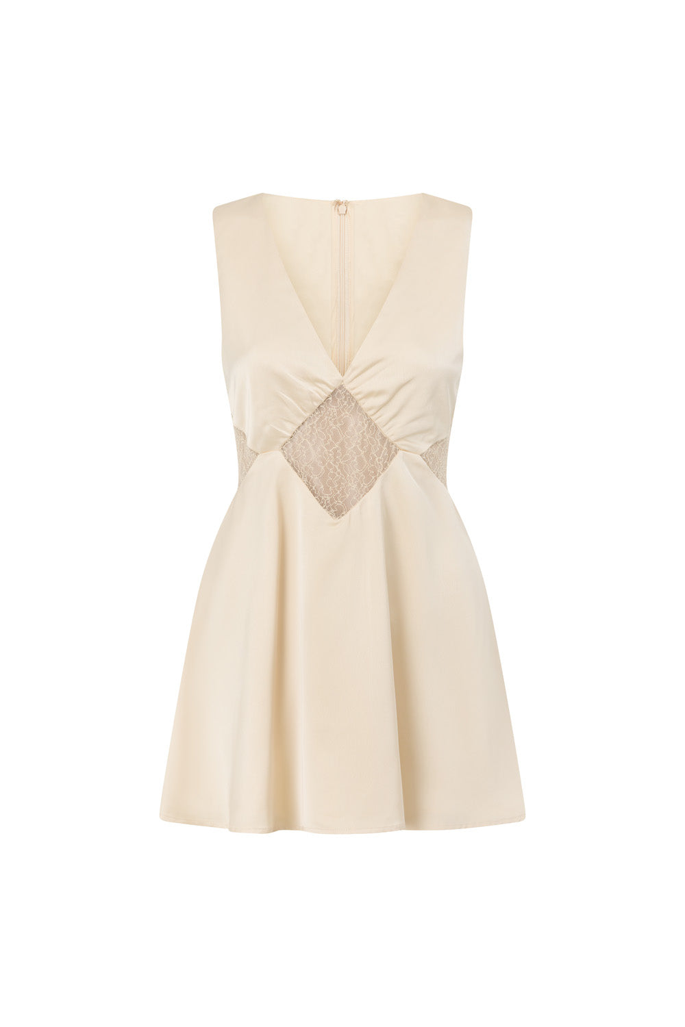 Cream Silky V Neck Cut Out Mini Via Dress XL | by SABO Cream Silky V Neck Cut Out Mini Via Dress XL | by SABO