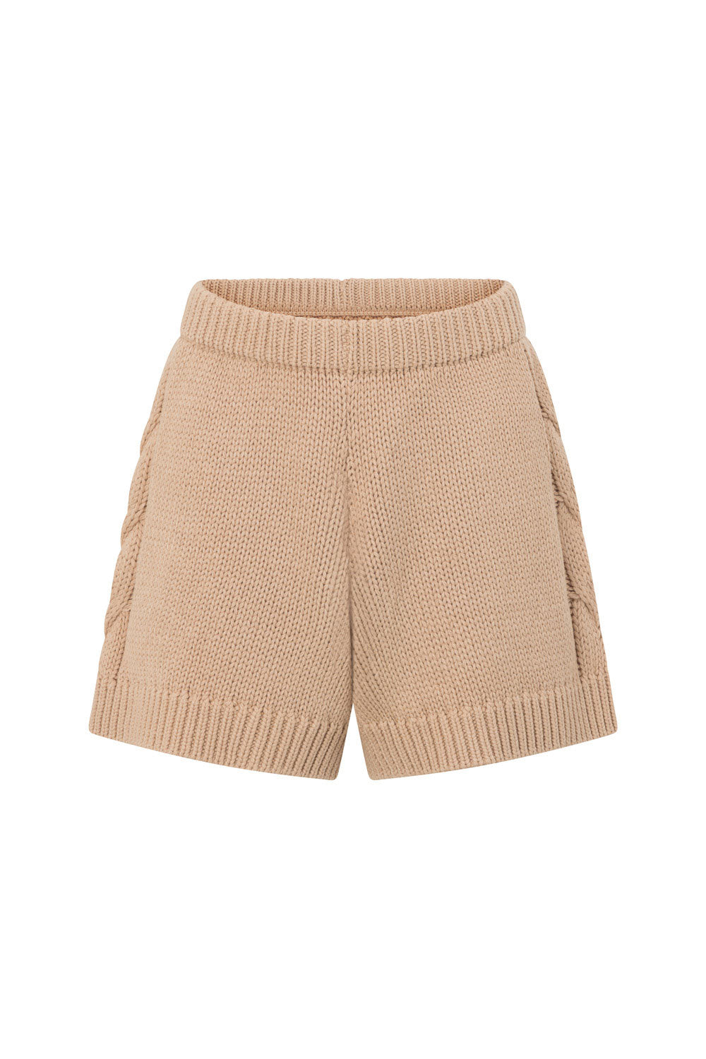 Tan Knit Elastic High Waist Addison Shorts – SABO