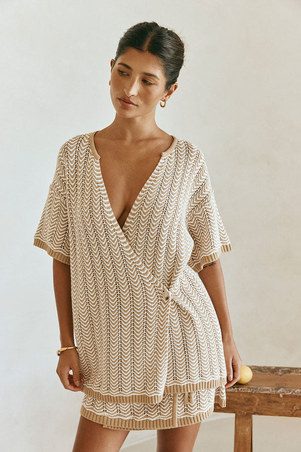 festival knitted dress FESTIVAL FREQUENCY SWEATER KNIT MIDI DRESS L FREEMARKET TAUPE/BLACK / L