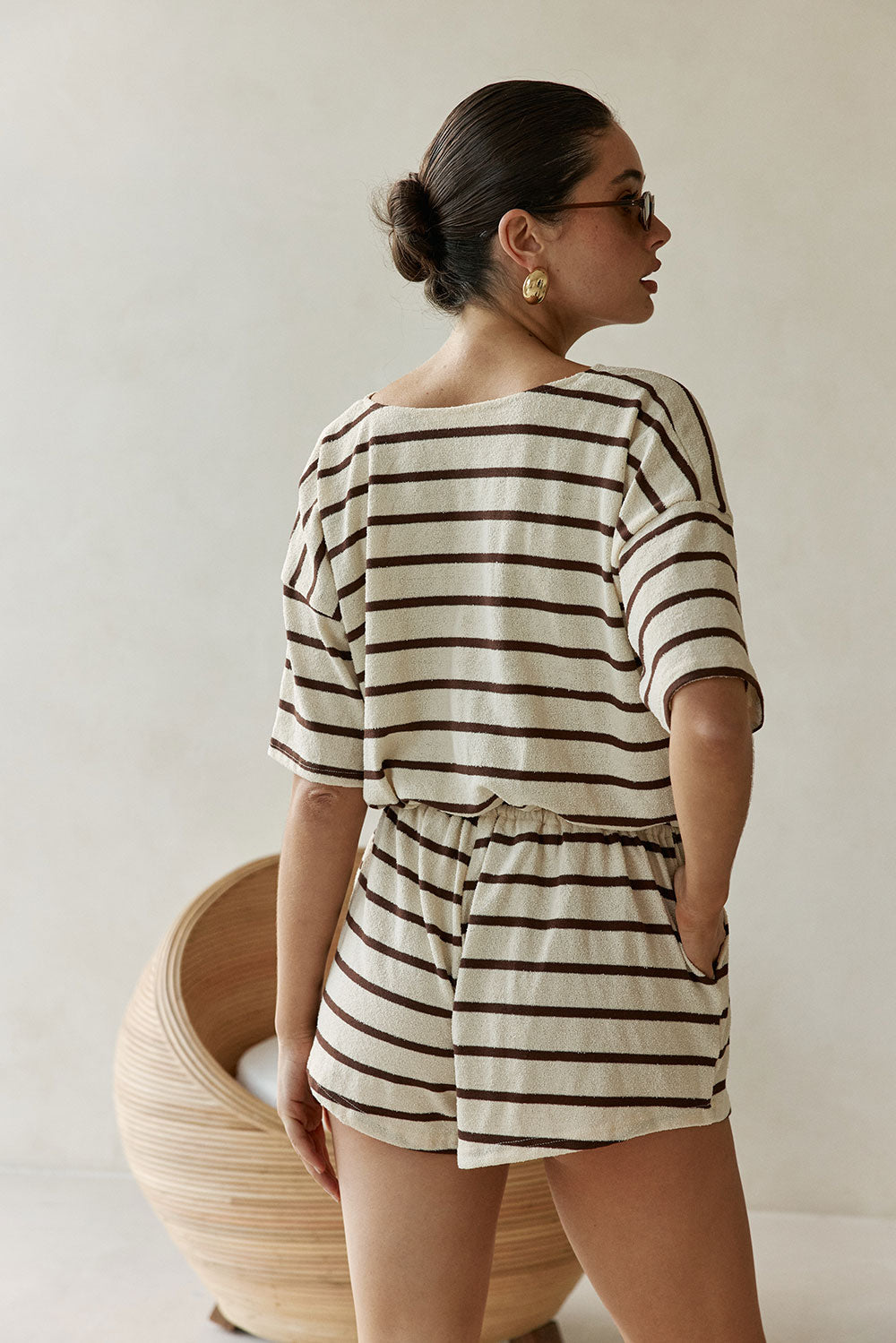 SAMPLE-Juniper Playsuit - Brown Stripe