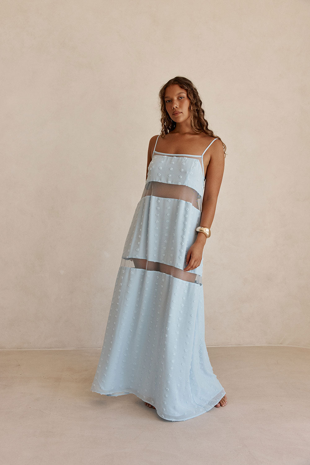Baby Blue Panel Maxi Tarissa Dress SABO Baby Blue Panel Maxi Tarissa Dress SABO