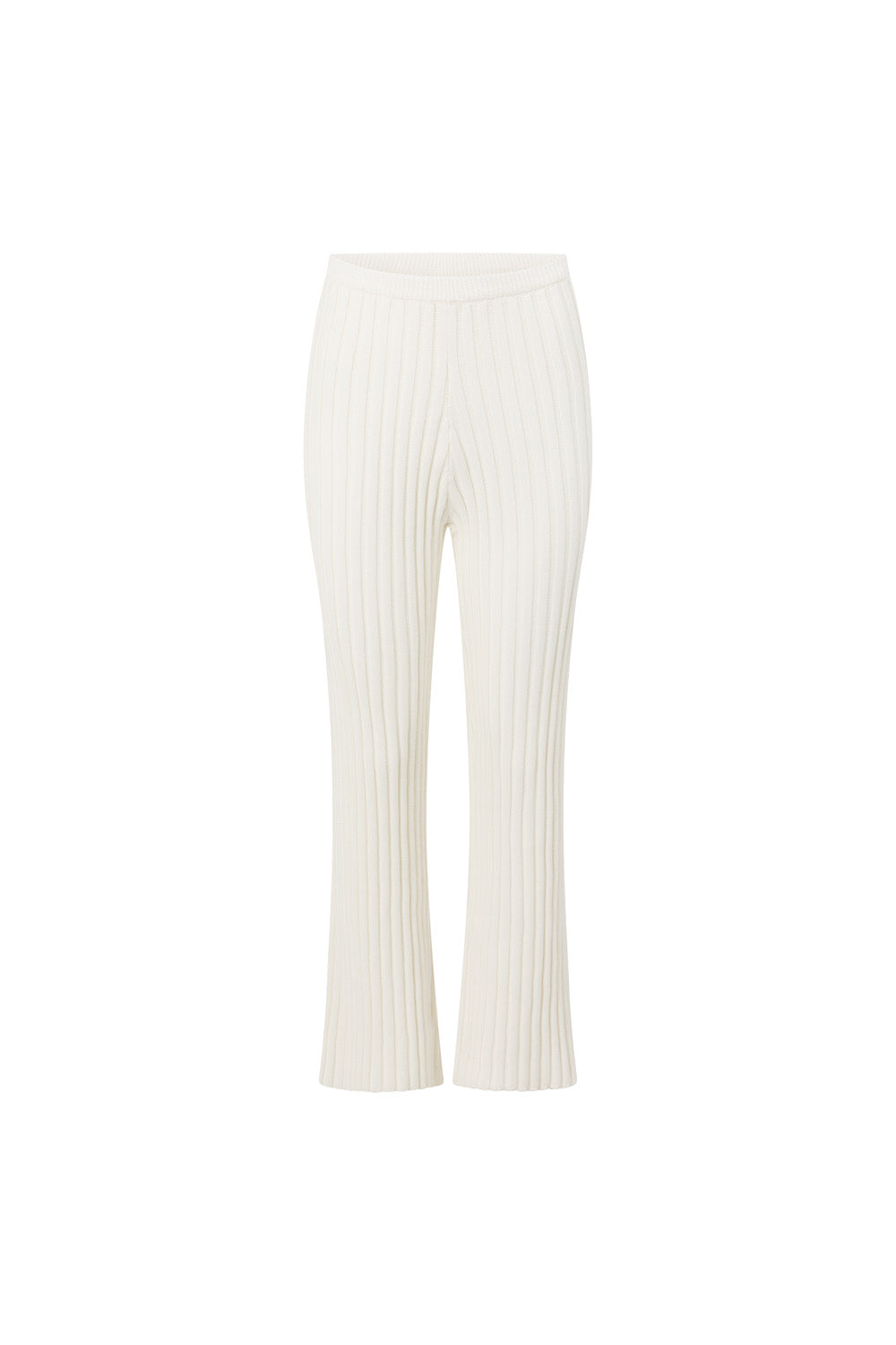 White Ribbed Knit Elastic Audri Pants – SABO