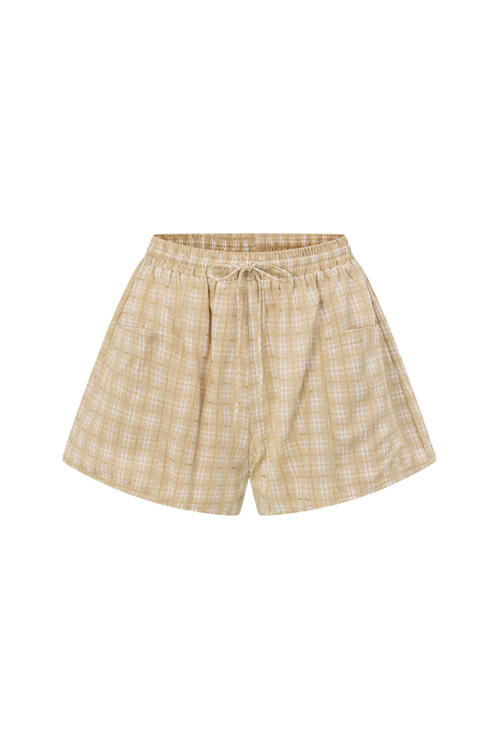 Khaki Gingham Elastic Drawstring Rylia Shorts – SABO