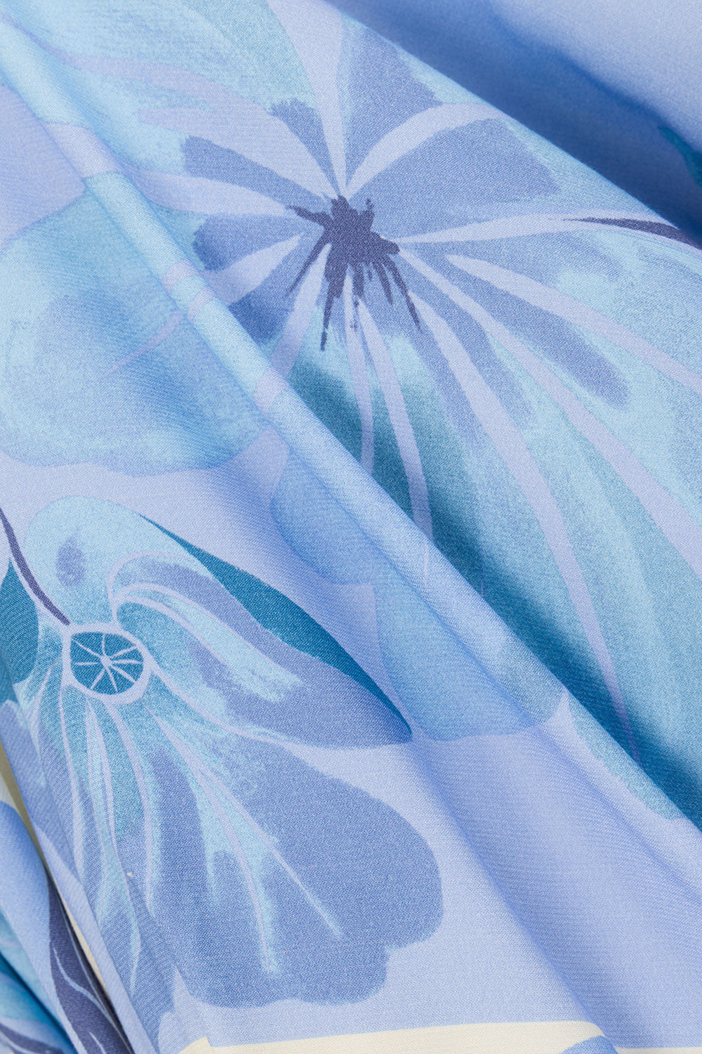 Blue Azure Bloom Print Strapless Lace Up Maxi Mirae Dress – SABO