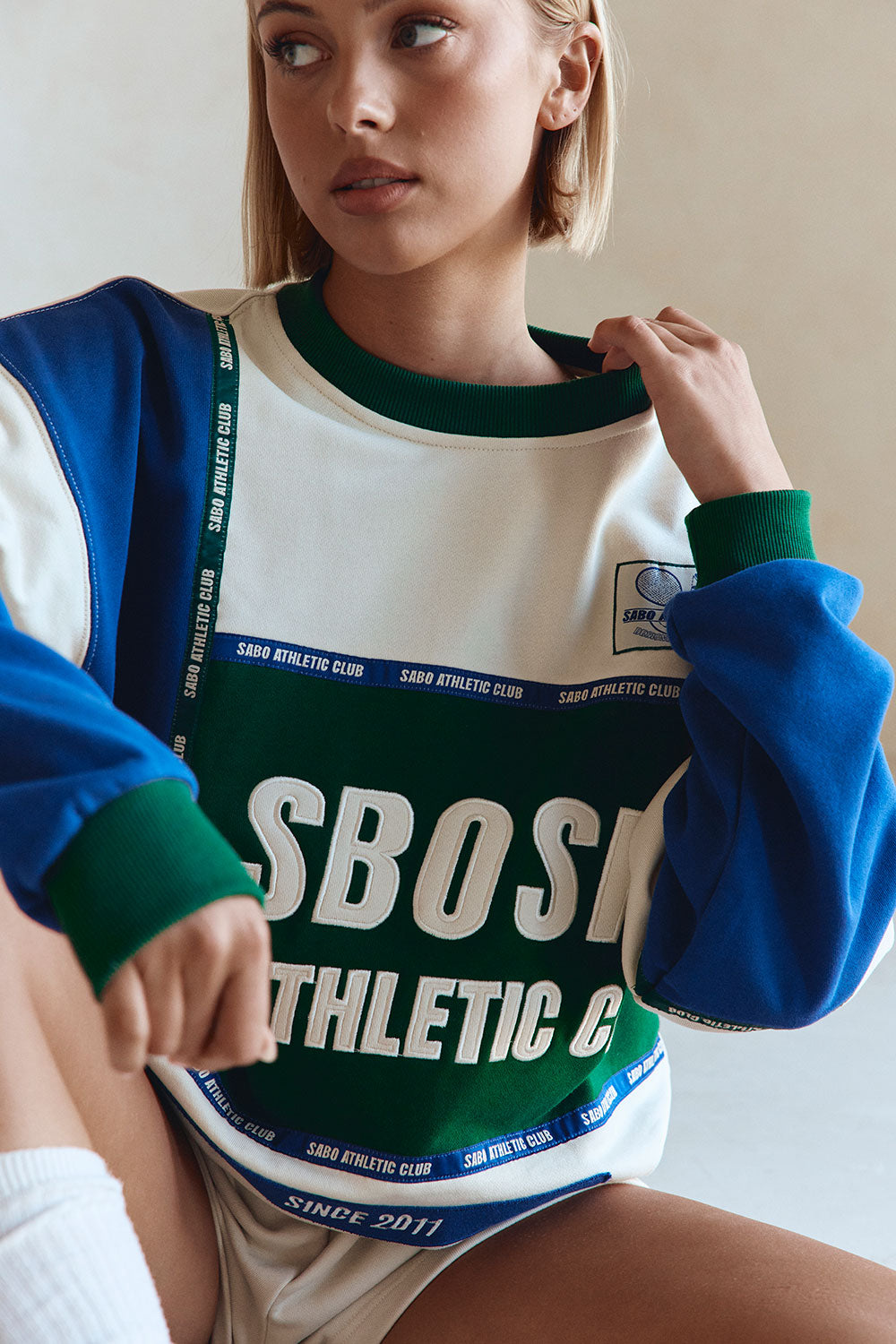 Cream and Green Terry Vintage Oversized York Sweater – SABO