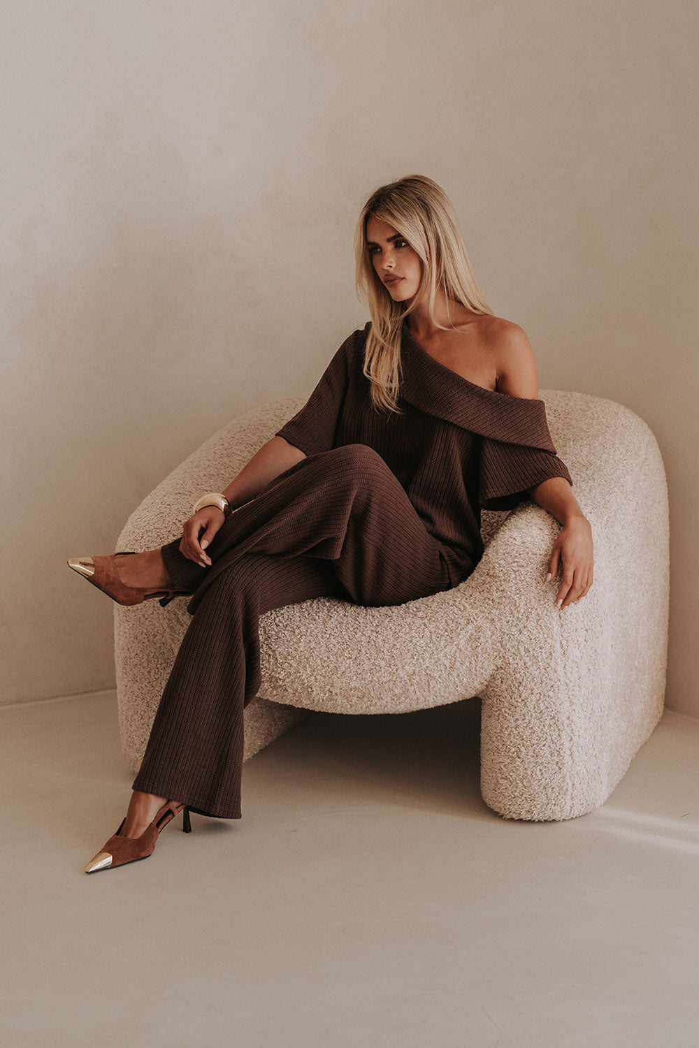 Chocolate Brown Elastic Front Tie Tarika Pants – SABO