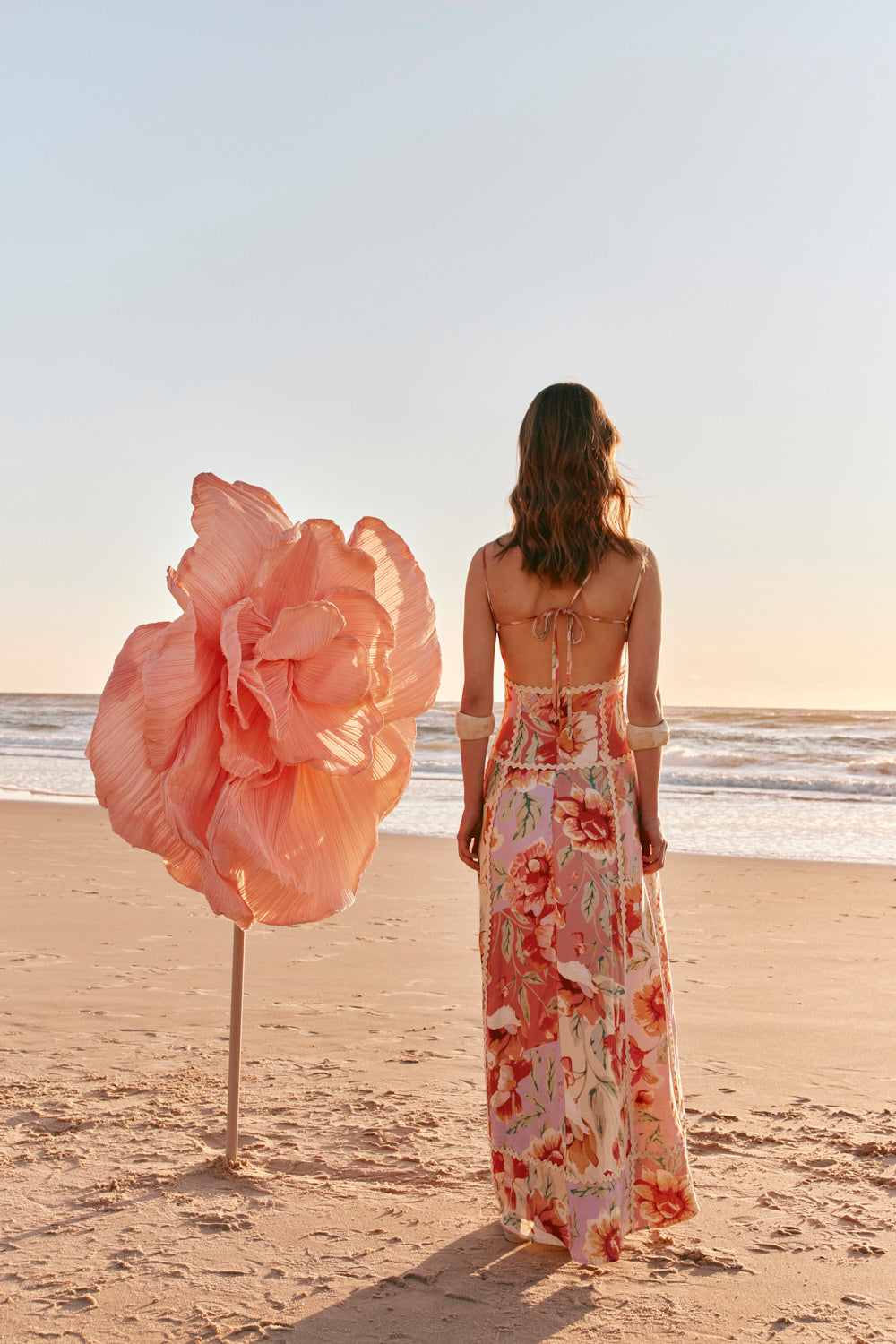 Pink Desert Rose Print V Neck Maxi Evia Dress Pink Desert Rose Print V Neck Maxi Evia Dress