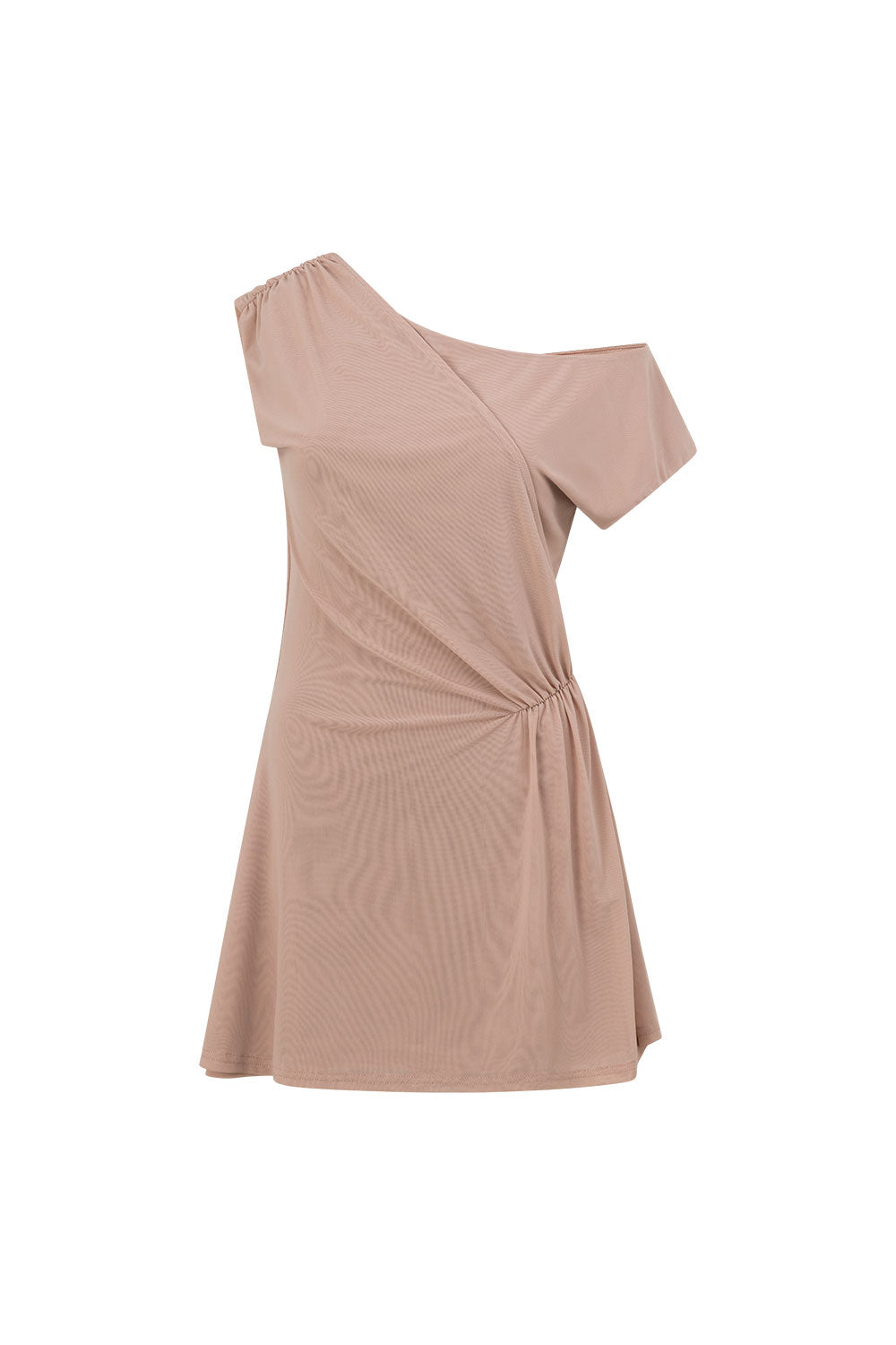 Musk Pink One Shoulder Gathered Mini Dally Dress – SABO