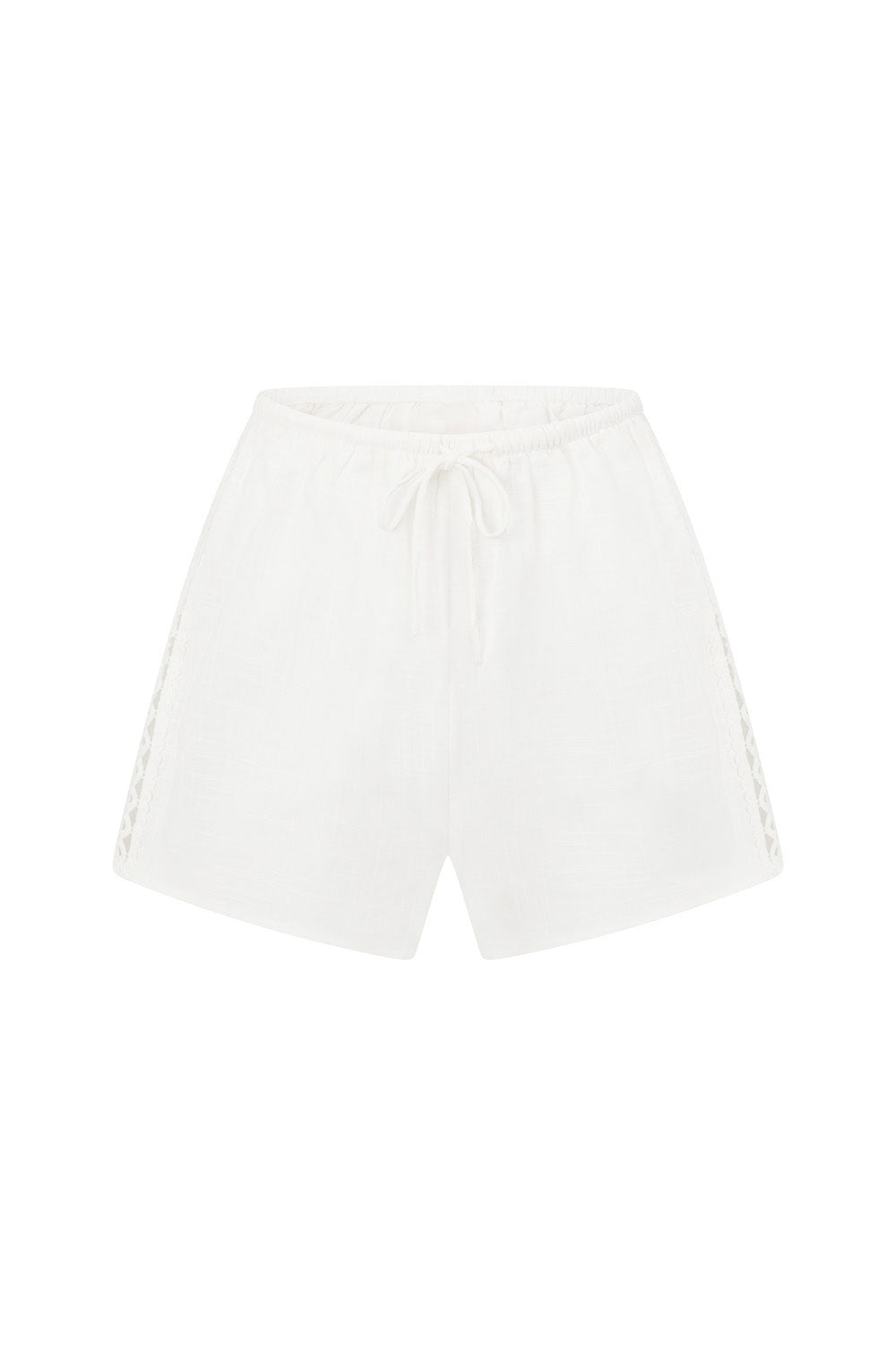 White Lace Elastic Drawstring Lacey Shorts – SABO